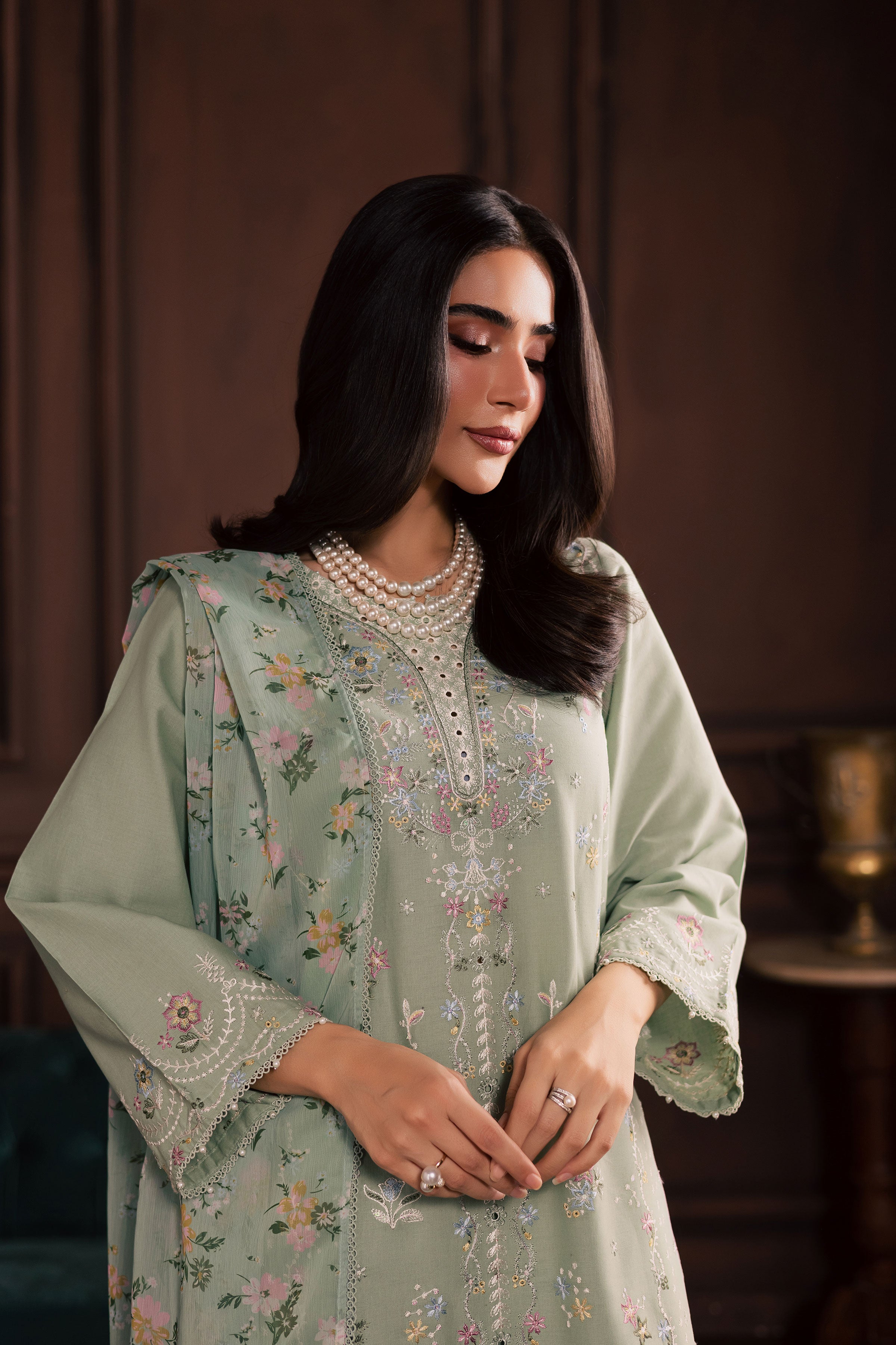 October 3Pc - Embroidered Khaddar Dress BATIK WINTER PRET 2025 BATIK XS / Sea Green / Khaddar-S / Sea Green / Khaddar-M / Sea Green / Khaddar-L / Sea Green / Khaddar-XL / Sea Green / Khaddar