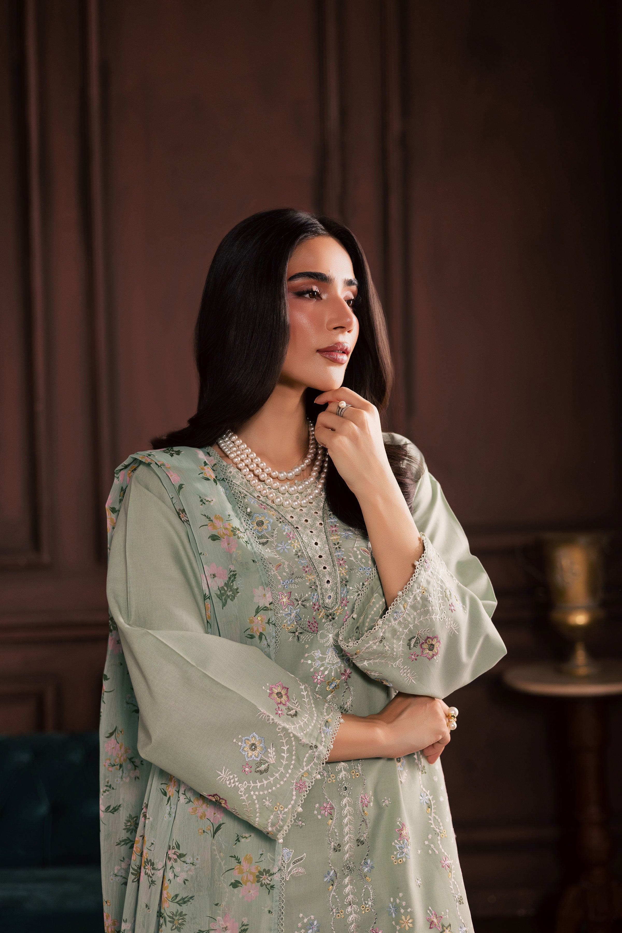 October 3Pc - Embroidered Khaddar Dress BATIK WINTER PRET 2025 BATIK XS / Sea Green / Khaddar-S / Sea Green / Khaddar-M / Sea Green / Khaddar-L / Sea Green / Khaddar-XL / Sea Green / Khaddar