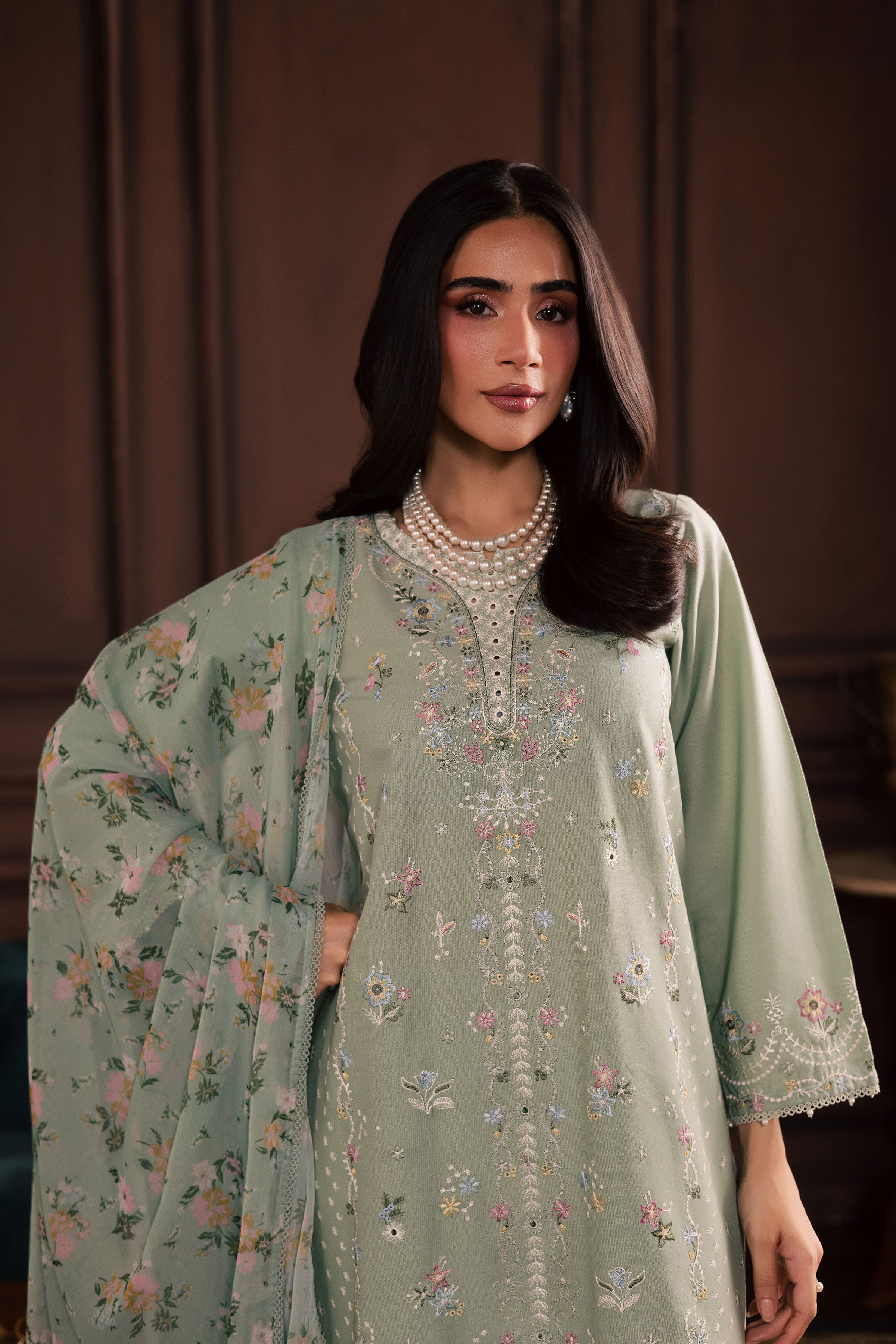 October 3Pc - Embroidered Khaddar Dress BATIK WINTER PRET 2025 BATIK XS / Sea Green / Khaddar-S / Sea Green / Khaddar-M / Sea Green / Khaddar-L / Sea Green / Khaddar-XL / Sea Green / Khaddar