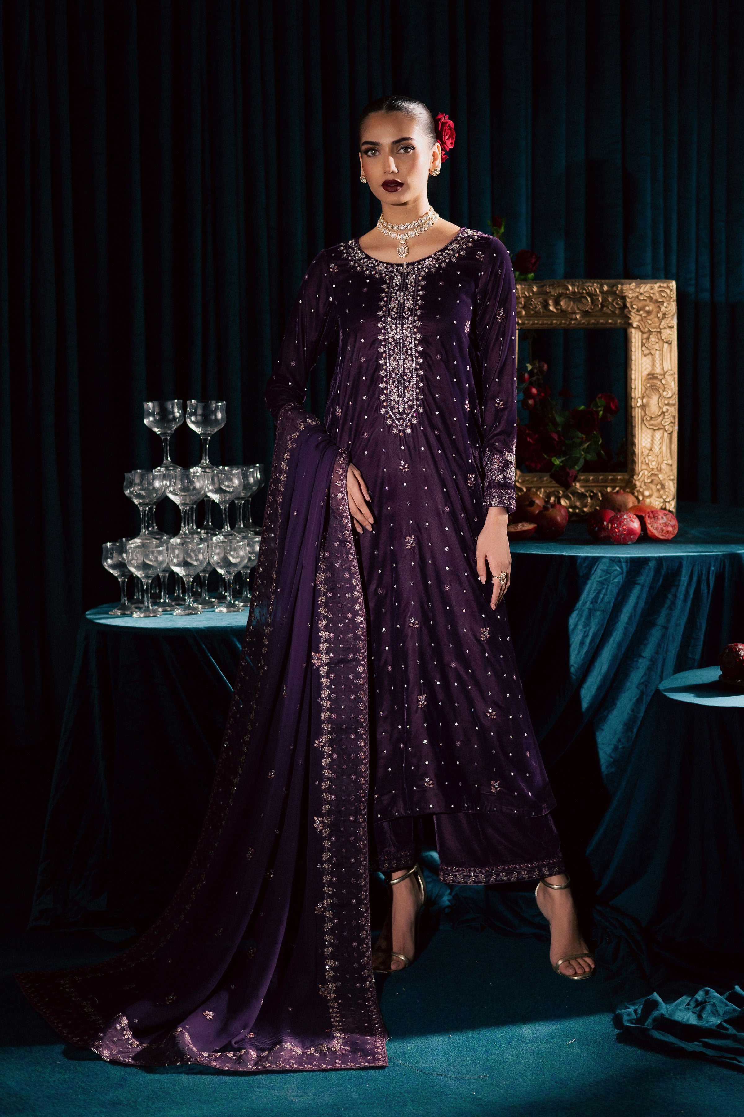 Odin 3Pc - Velvet Formal Dress BATIKSTUDIO2025 BATIK S / Violet / Velvet-M / Violet / Velvet-L / Violet / Velvet