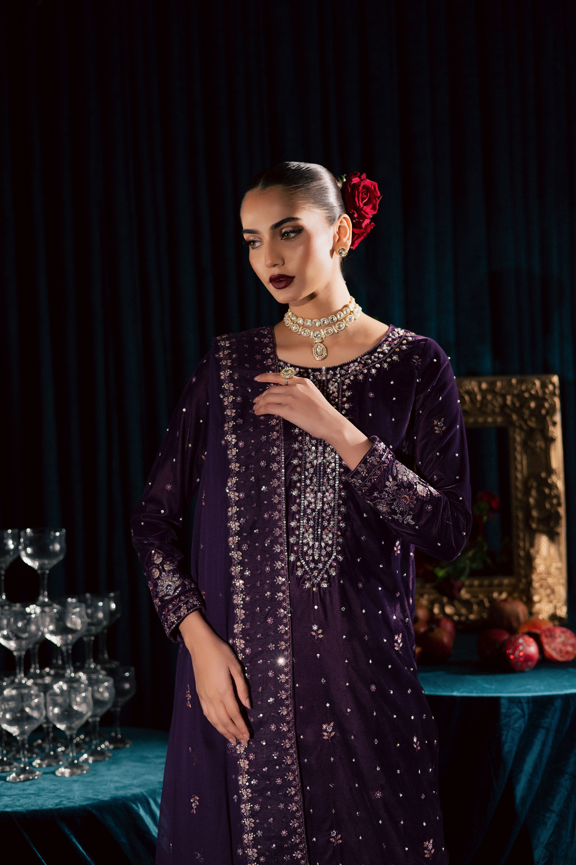 Odin 3Pc - Velvet Formal Dress BATIKSTUDIO2025 BATIK S / Violet / Velvet-M / Violet / Velvet-L / Violet / Velvet