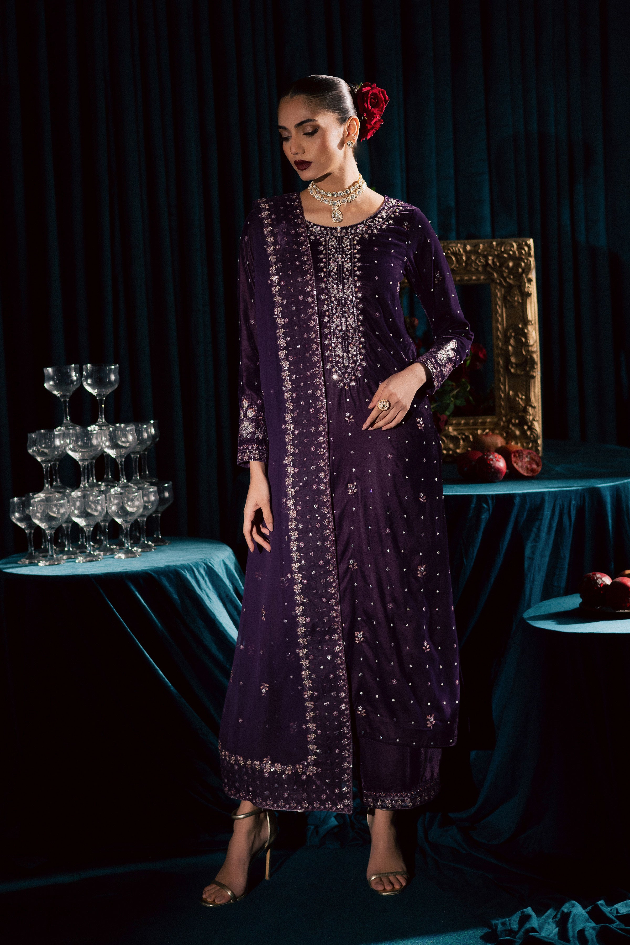 Odin 3Pc - Velvet Formal Dress BATIKSTUDIO2025 BATIK S / Violet / Velvet-M / Violet / Velvet-L / Violet / Velvet