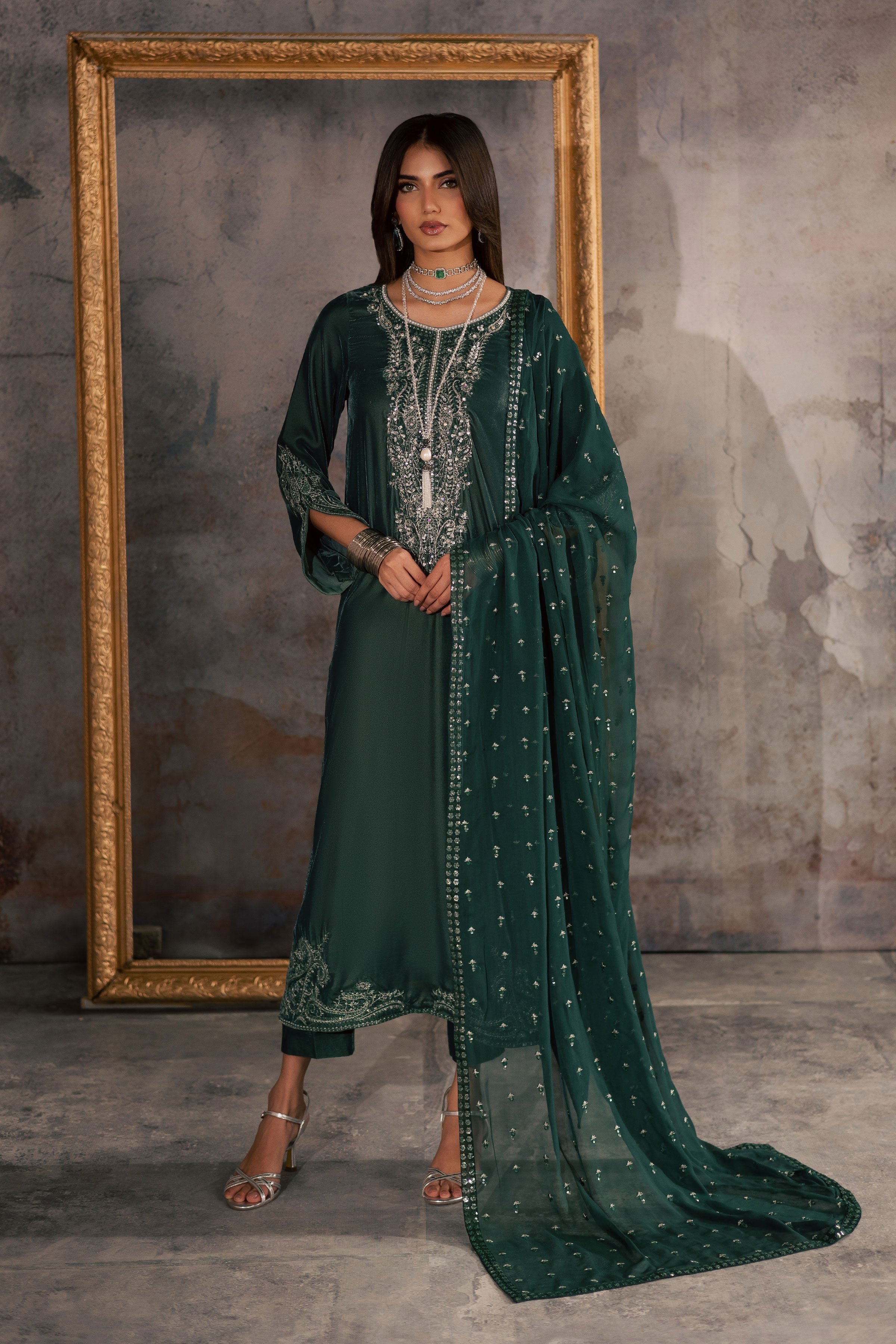 Opal 3Pc - Velvet Formal Dress BATIKstudio BATIK S / Steel Teal / Velvet-M / Steel Teal / Velvet-L / Steel Teal / Velvet