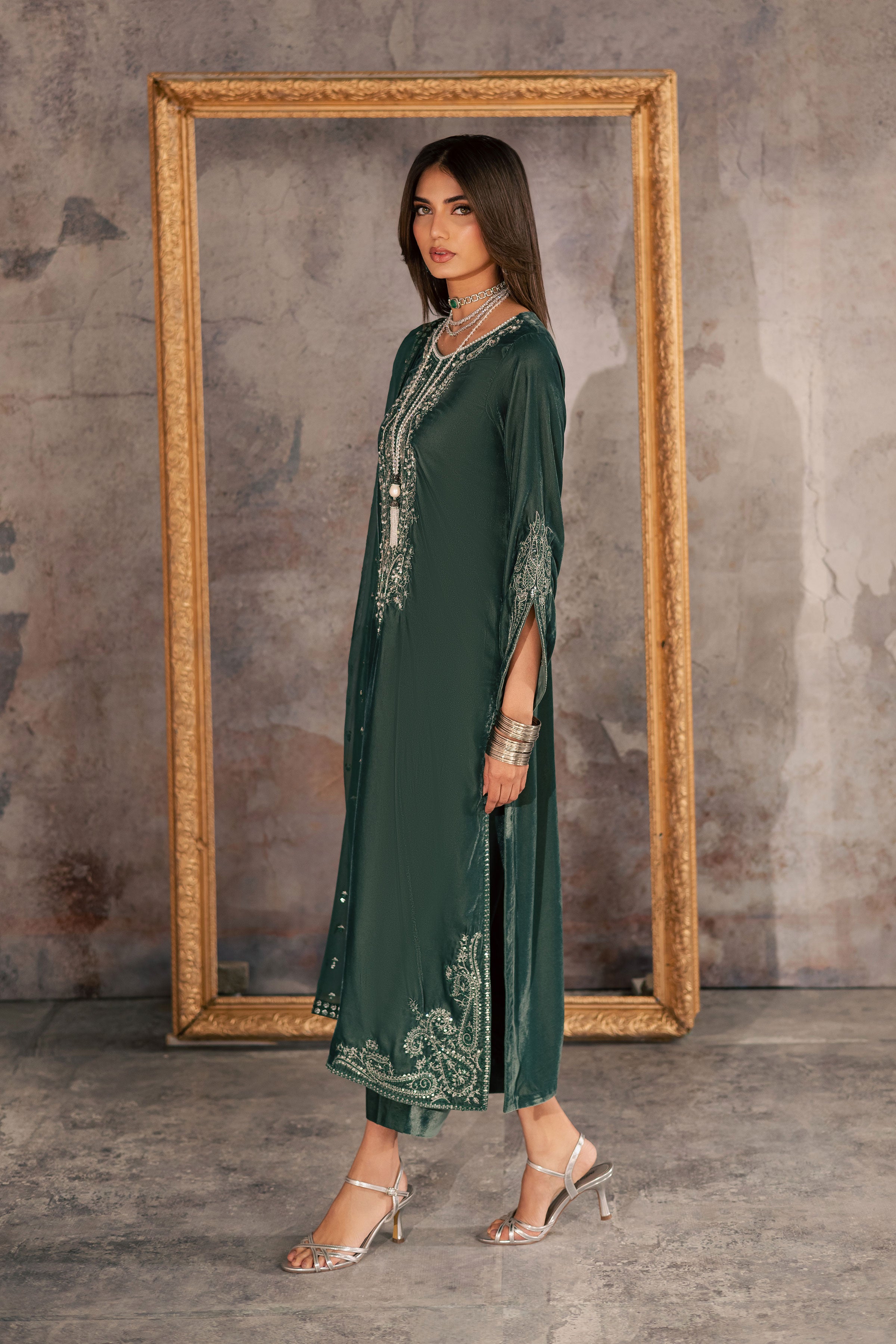 Opal 3Pc - Velvet Formal Dress BATIKstudio BATIK S / Steel Teal / Velvet-M / Steel Teal / Velvet-L / Steel Teal / Velvet