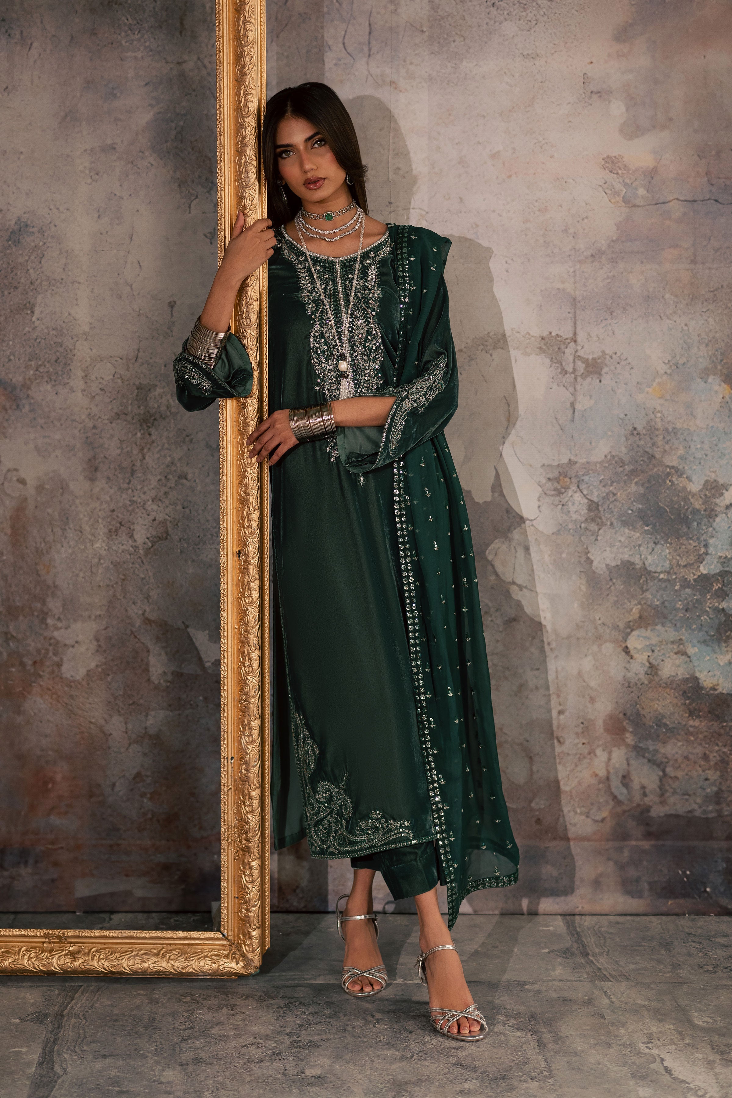Opal 3Pc - Velvet Formal Dress BATIKstudio BATIK S / Steel Teal / Velvet-M / Steel Teal / Velvet-L / Steel Teal / Velvet