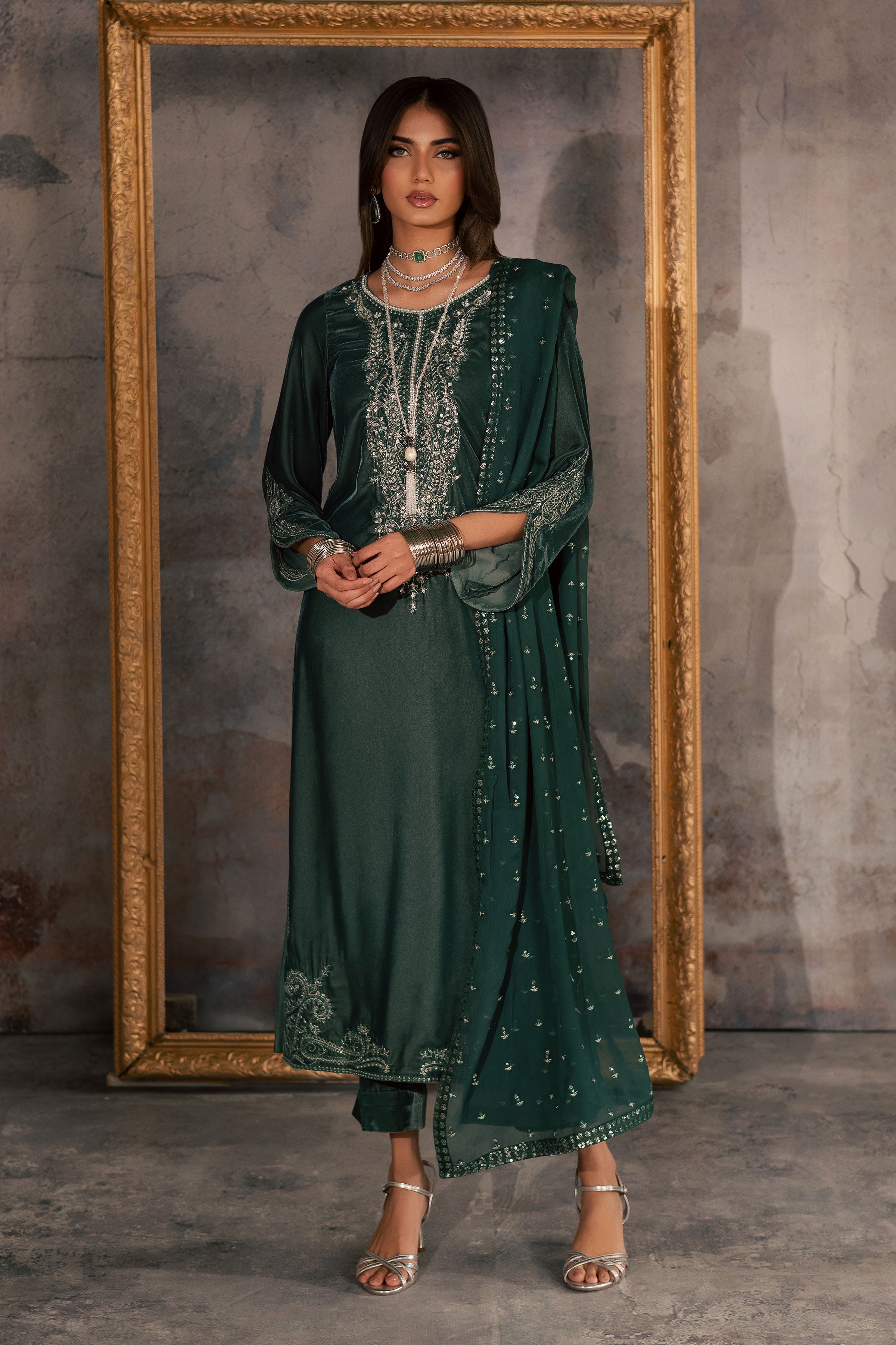 Opal 3Pc - Velvet Formal Dress BATIKstudio BATIK S / Steel Teal / Velvet-M / Steel Teal / Velvet-L / Steel Teal / Velvet