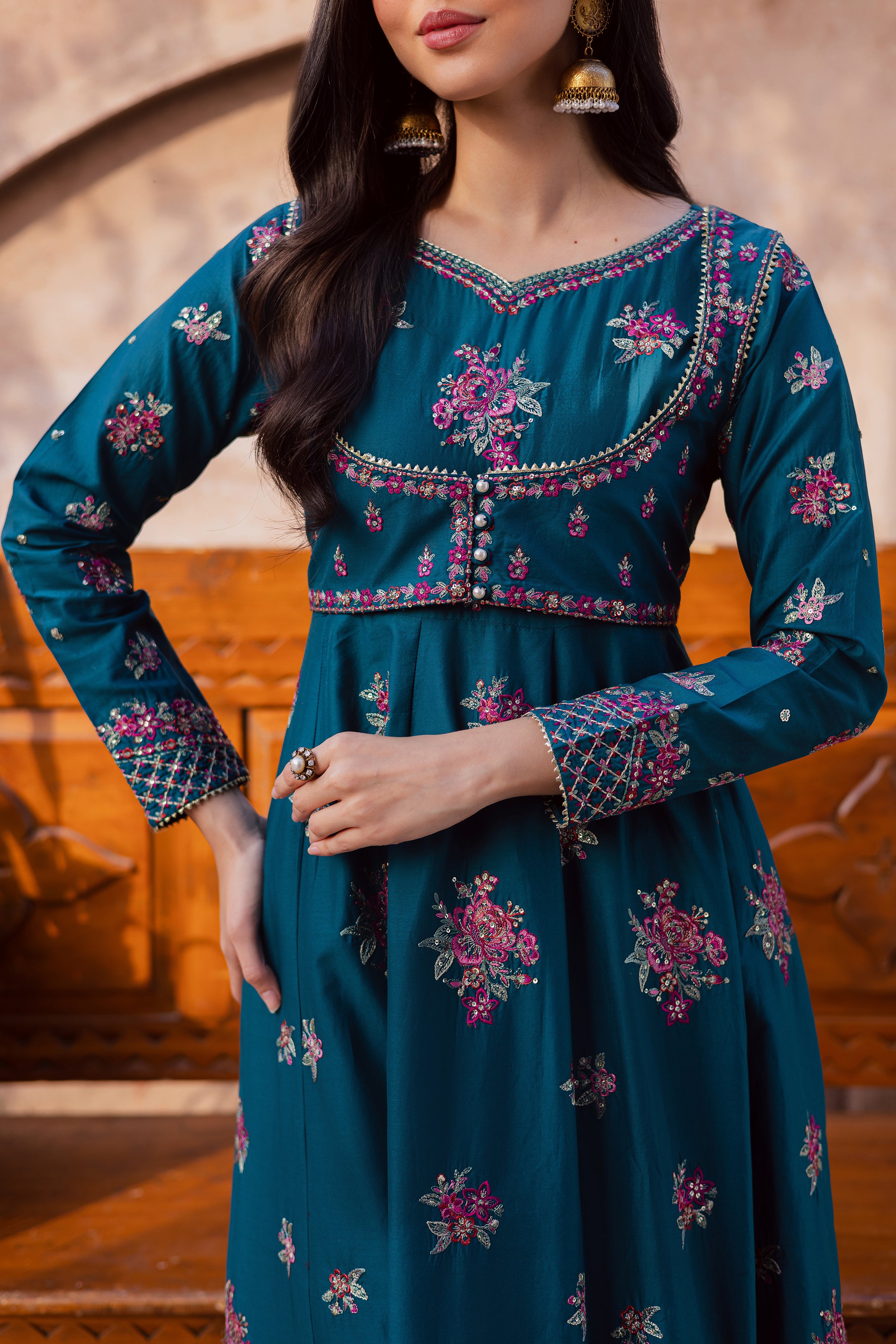 Orla 2Pc - Festive Embroidered Lawn BATIKEID2026 BATIK XS / Zinc Blue / Pima Lawn-S / Zinc Blue / Pima Lawn-M / Zinc Blue / Pima Lawn-L / Zinc Blue / Pima Lawn-XL / Zinc Blue / Pima Lawn