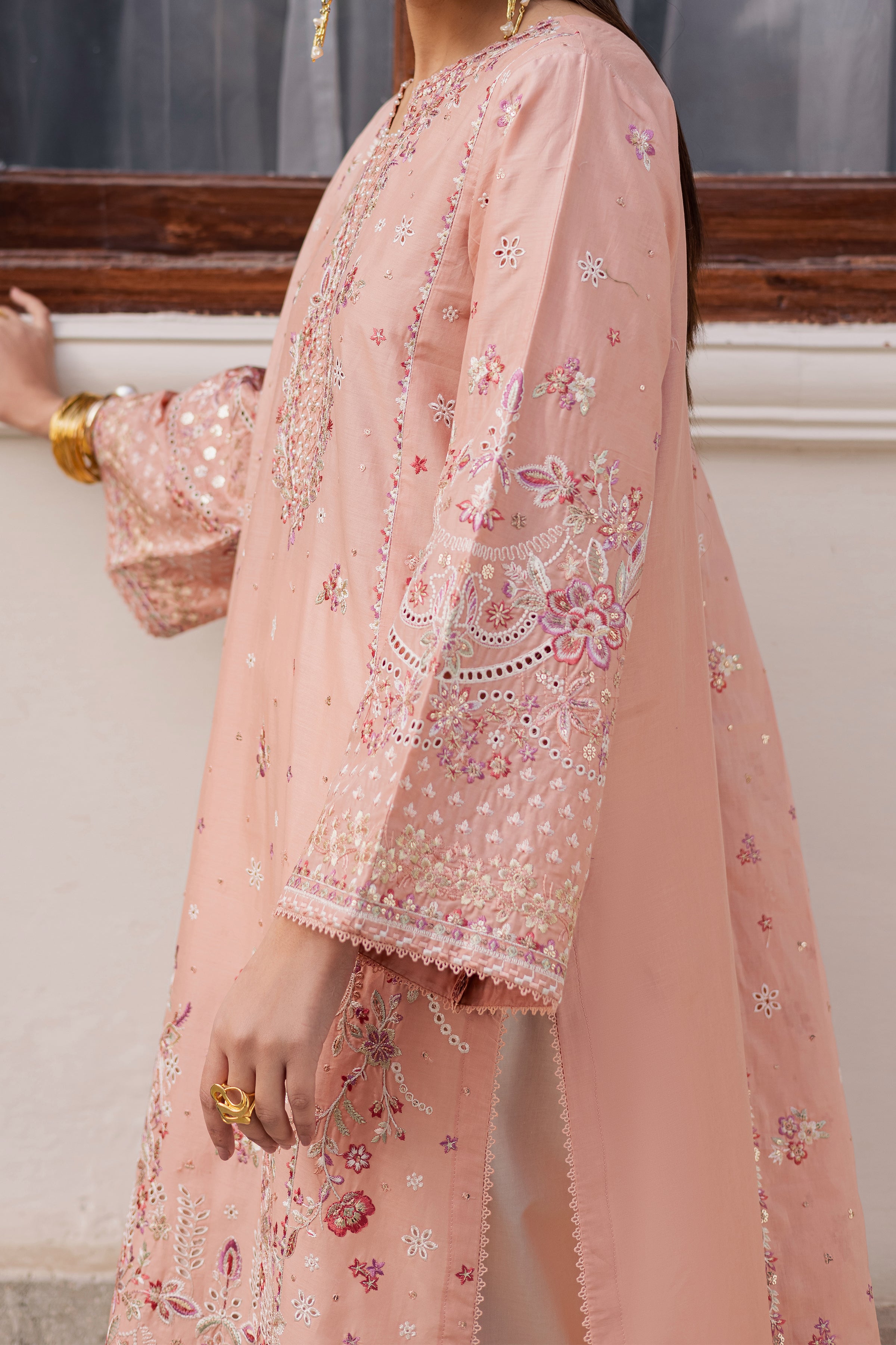 Peach Line 3Pc - Festive Embroidered Lawn BATIKEID2026 BATIK XS / Peach / Pima Lawn-S / Peach / Pima Lawn-M / Peach / Pima Lawn-L / Peach / Pima Lawn-XL / Peach / Pima Lawn