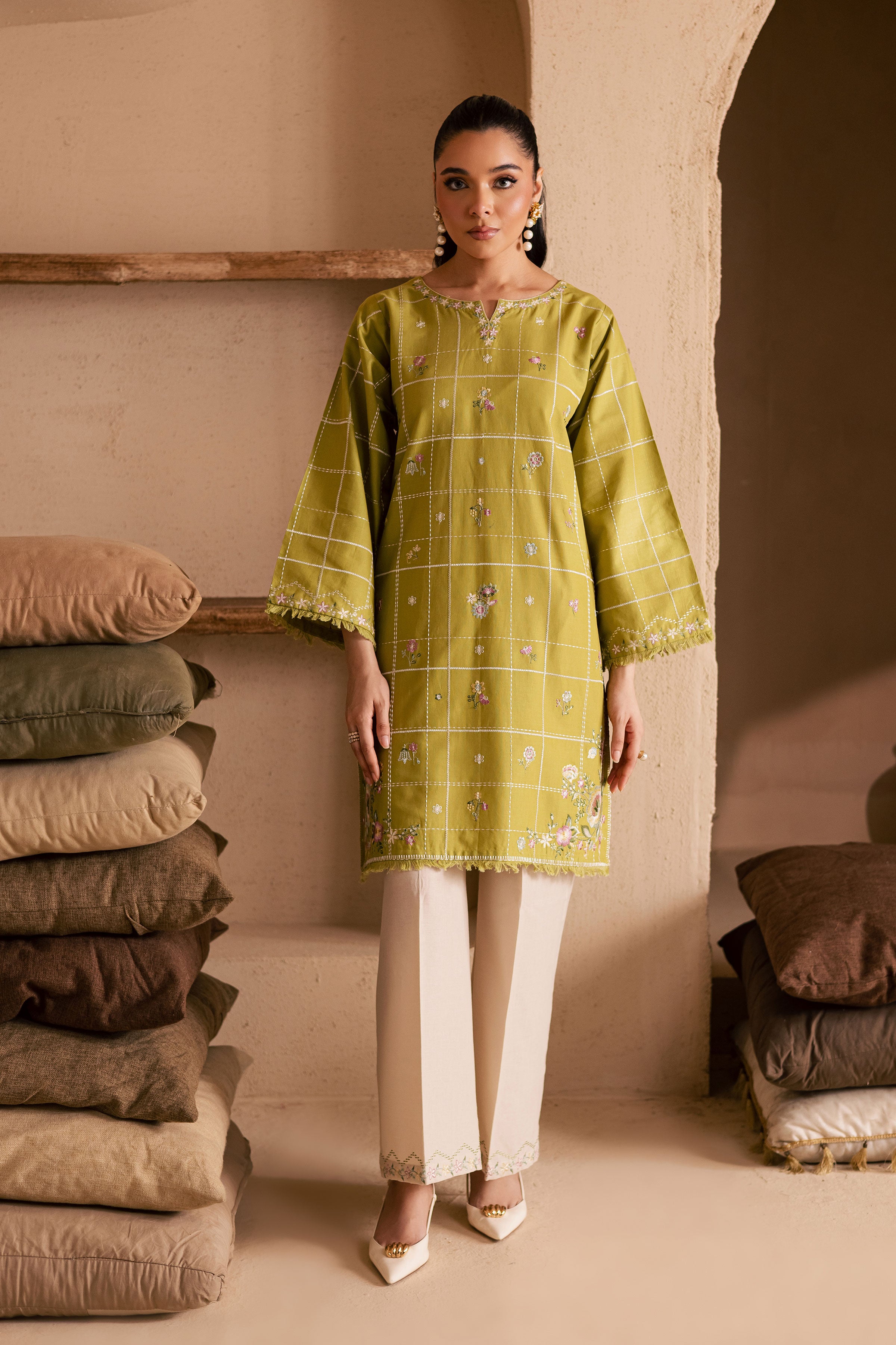 Pear Green 2Pc - Embroidered Khaddar Dress BATIK WINTER PRET 2025 BATIK XS / Pear Green / Khaddar-S / Pear Green / Khaddar-M / Pear Green / Khaddar-L / Pear Green / Khaddar-XL / Pear Green / Khaddar
