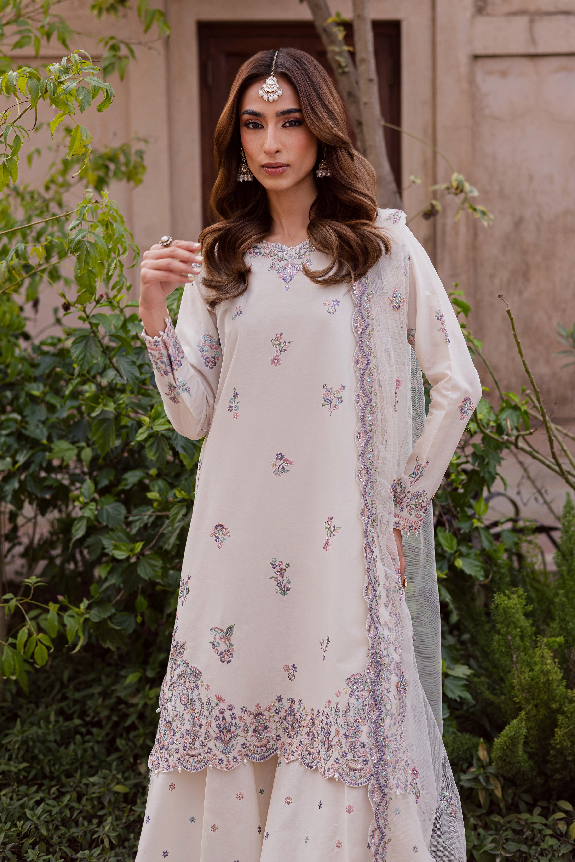 Pearl 3Pc - Festive Embroidered Lawn BATIKEID2026 BATIK XS / Off White / Pima Lawn-S / Off White / Pima Lawn-M / Off White / Pima Lawn-L / Off White / Pima Lawn-XL / Off White / Pima Lawn