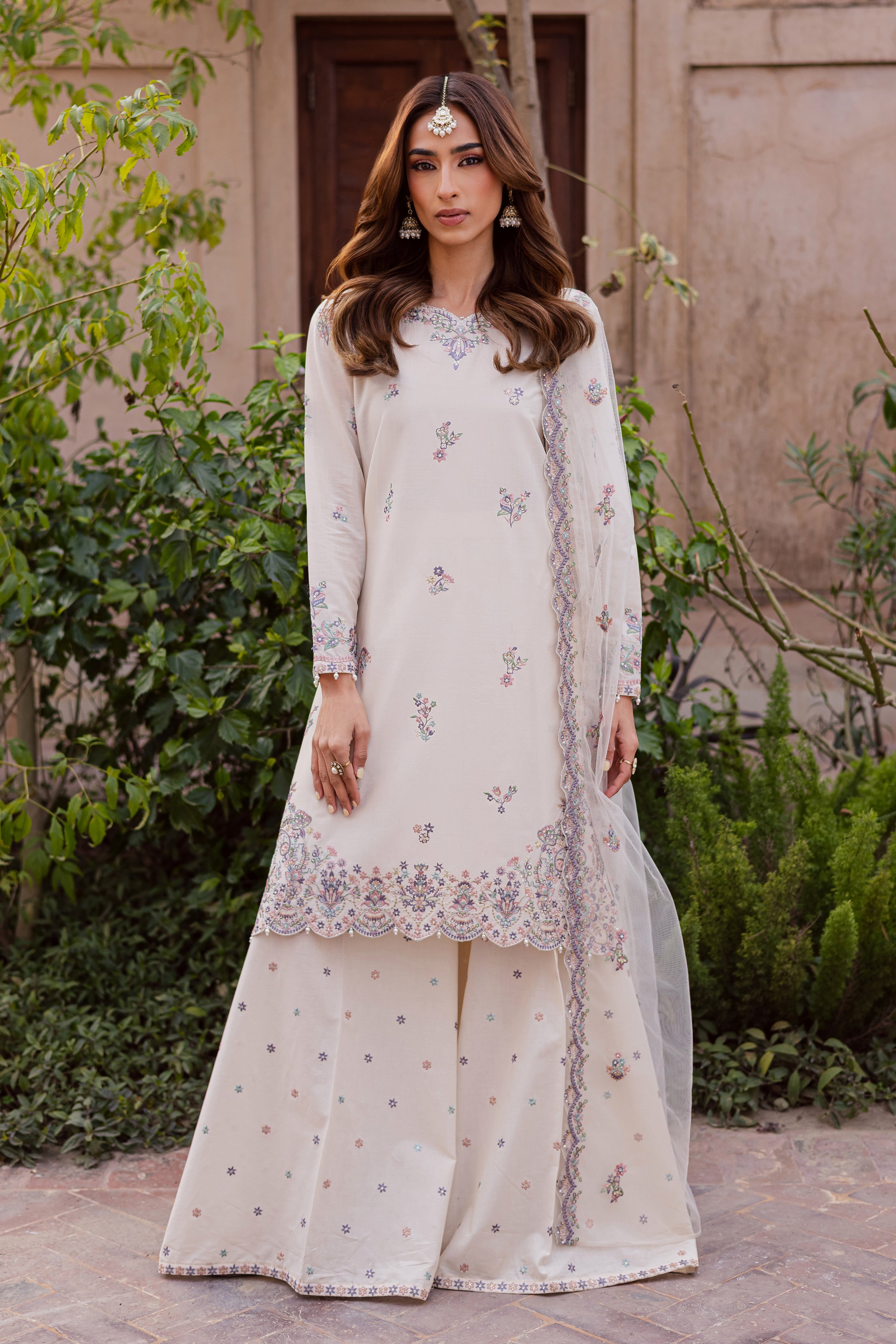 Pearl 3Pc - Festive Embroidered Lawn BATIKEID2026 BATIK XS / Off White / Pima Lawn-S / Off White / Pima Lawn-M / Off White / Pima Lawn-L / Off White / Pima Lawn-XL / Off White / Pima Lawn