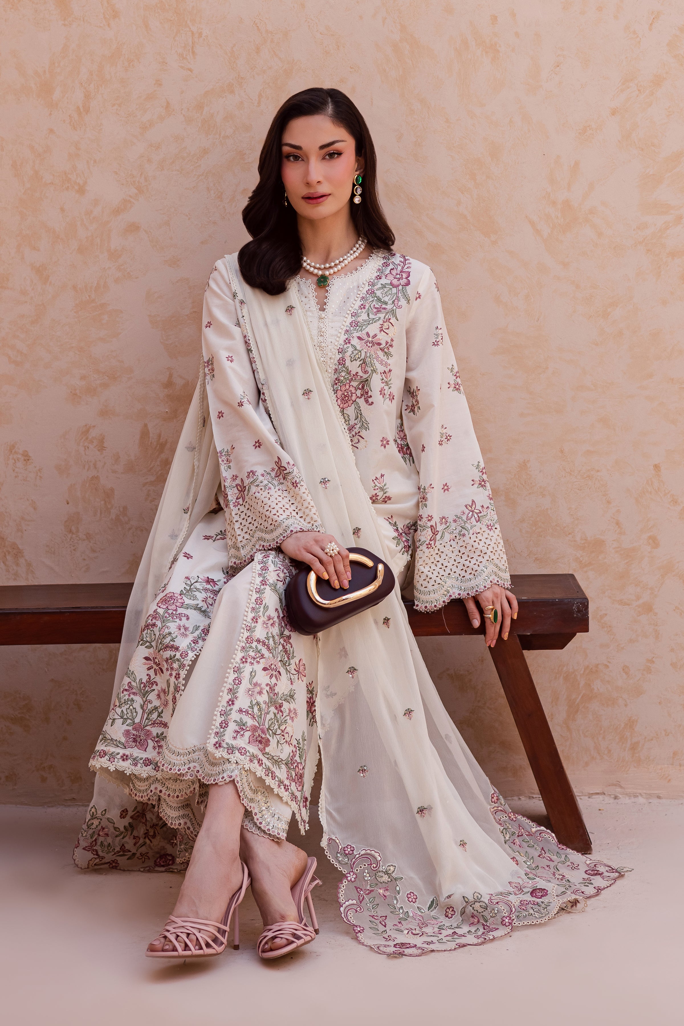 Pearl Dust 3Pc - Festive Embroidered Lawn BATIKEID2026 BATIK XS / Eggnoc White / Pima Lawn-S / Eggnoc White / Pima Lawn-M / Eggnoc White / Pima Lawn-L / Eggnoc White / Pima Lawn-XL / Eggnoc White / Pima Lawn