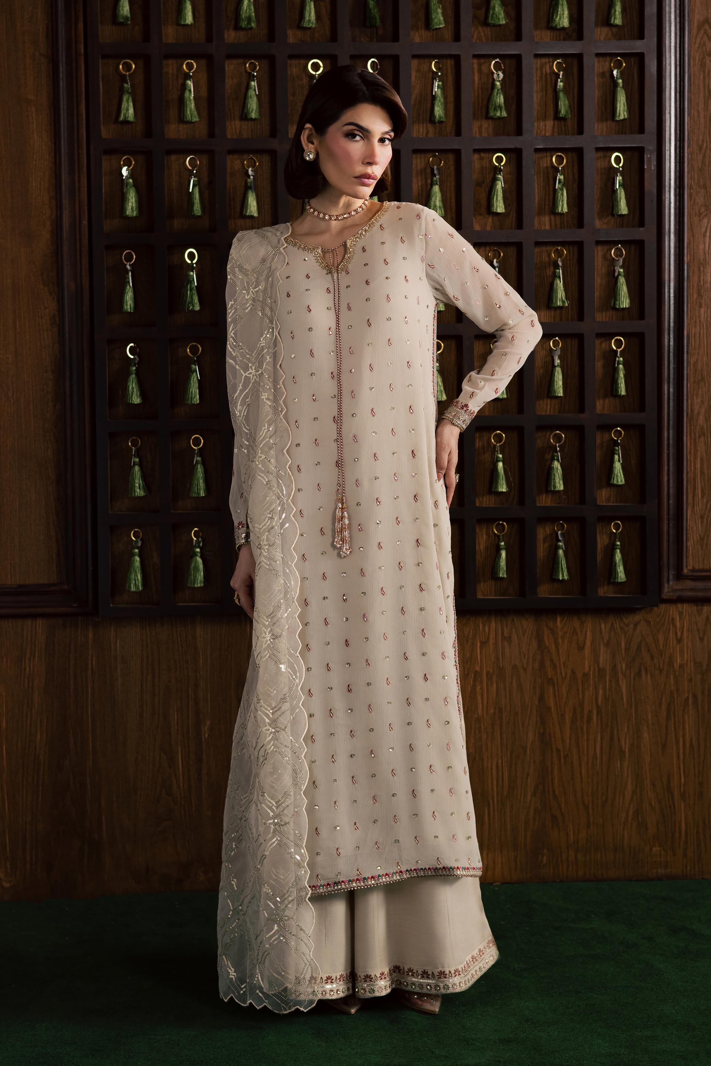 Pearl Emily 3Pc - Festive Luxury Formal BATIKSS26 BATIK S / Ivory / Crinkle-M / Ivory / Crinkle-L / Ivory / Crinkle
