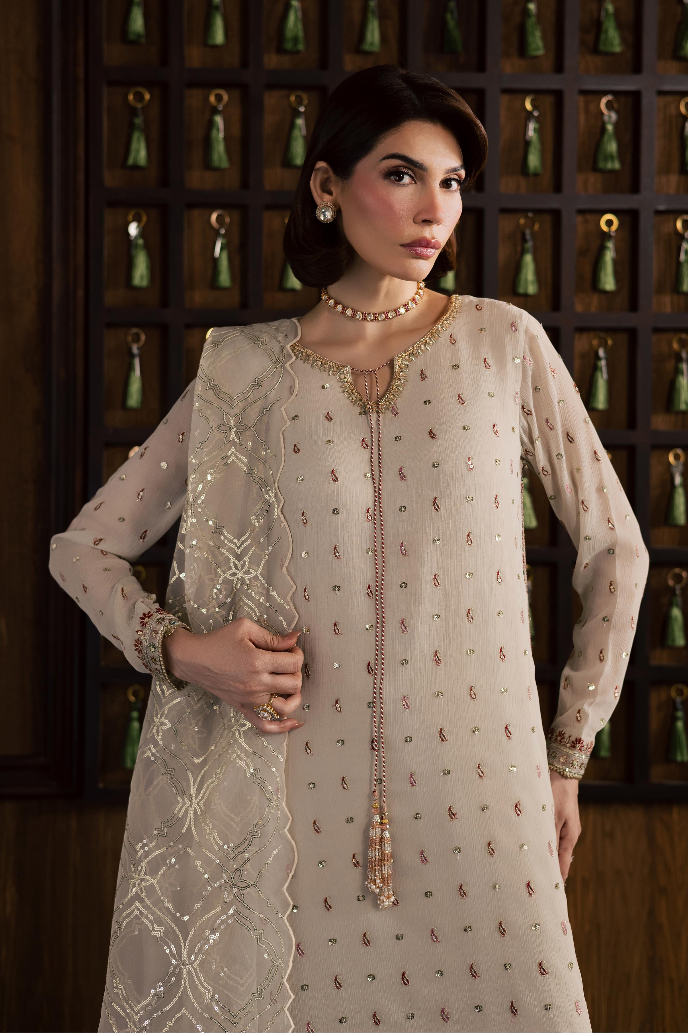 Pearl Emily 3Pc - Festive Luxury Formal BATIKSS26 BATIK S / Ivory / Crinkle-M / Ivory / Crinkle-L / Ivory / Crinkle