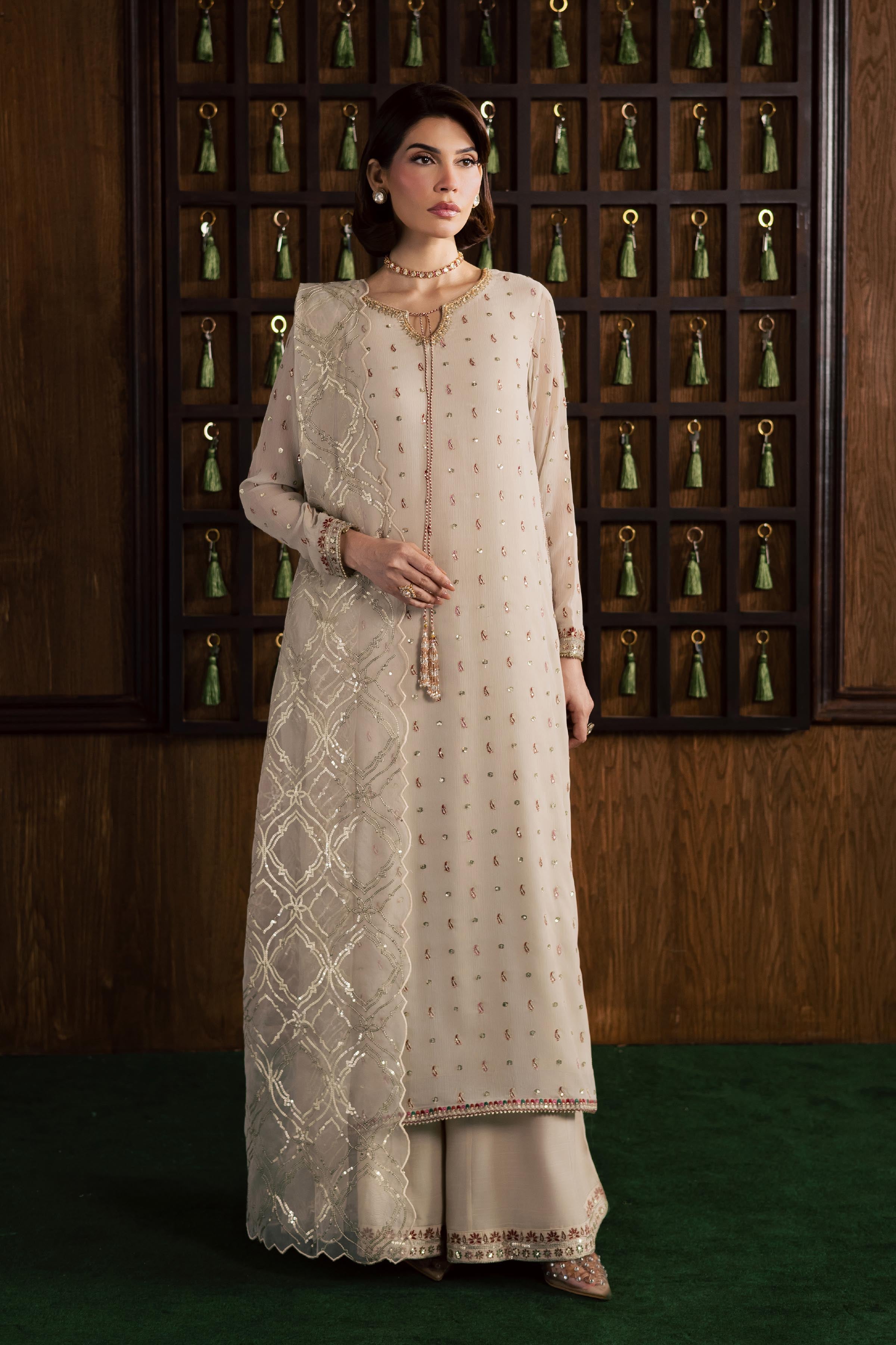 Pearl Emily 3Pc - Festive Luxury Formal BATIKSS26 BATIK S / Ivory / Crinkle-M / Ivory / Crinkle-L / Ivory / Crinkle