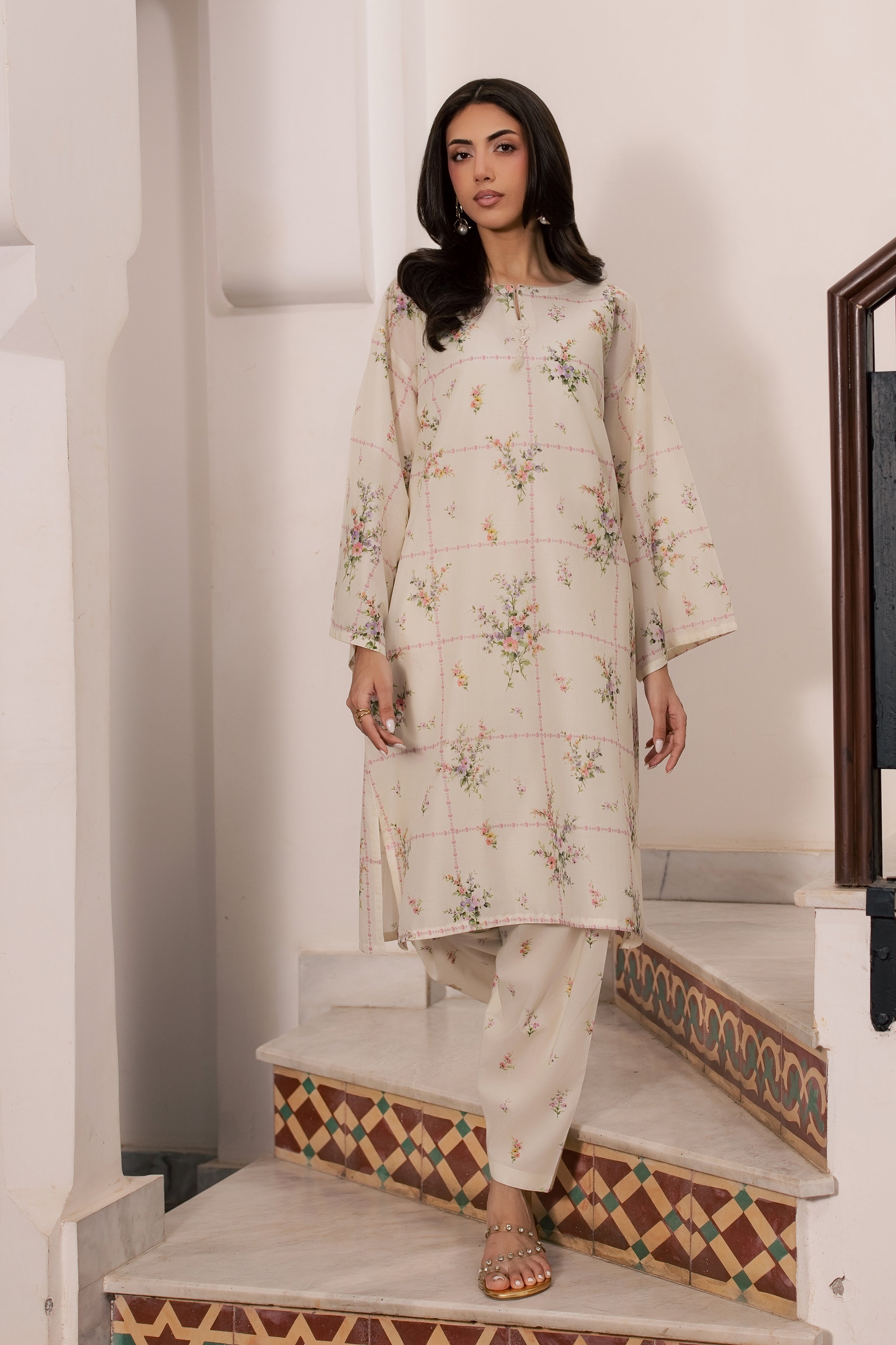 Pearl Peony 2Pc - Printed Lawn Dress BATIKSS26 BATIK XS / Off White / Lawn-S / Off White / Lawn-M / Off White / Lawn-L / Off White / Lawn-XL / Off White / Lawn