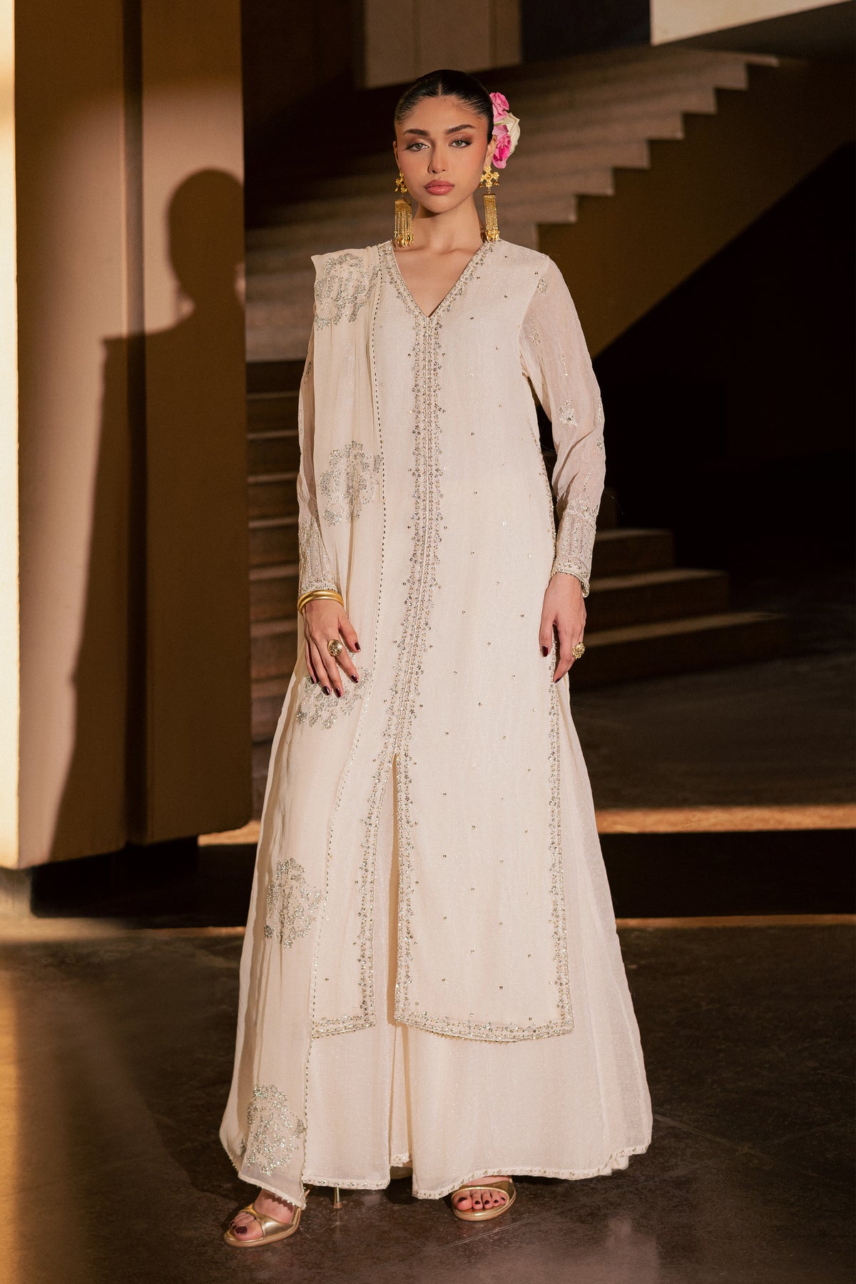 Pearl Yildiz 3Pc - Festive Luxe Pret BATIKLUXOCT26 BATIK XS / Off White / Crinkle Broshia