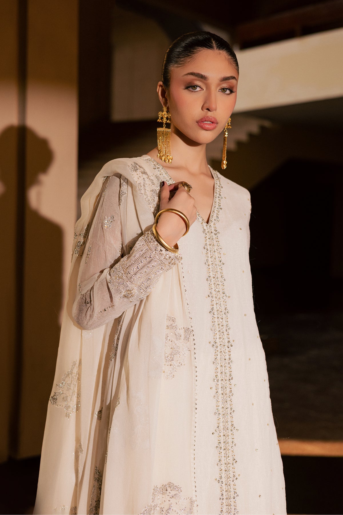 Pearl Yildiz 3Pc - Festive Luxe Pret BATIKLUXOCT26 BATIK XS / Off White / Crinkle Broshia