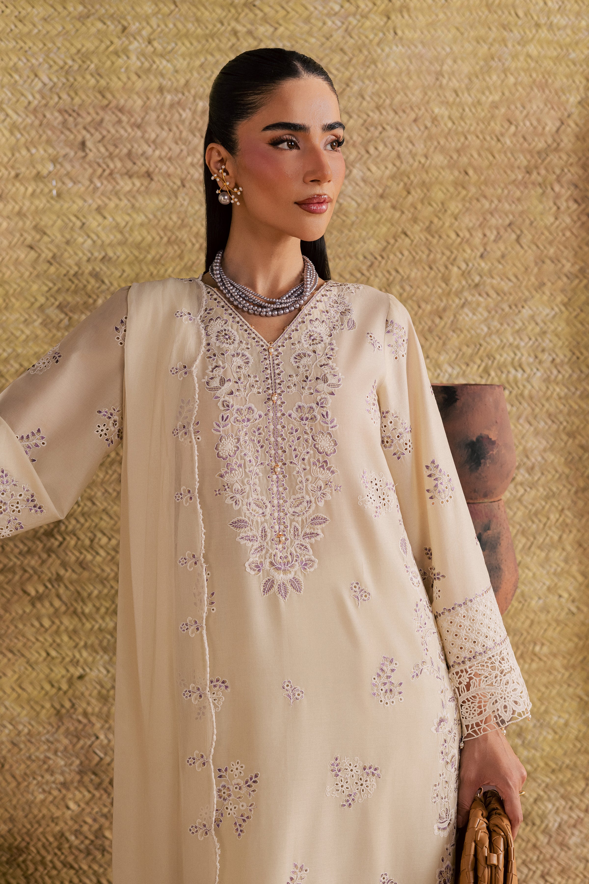Pearly Lilac 3Pc - Festive Eid Pret BATIKSS26 BATIK XS / Beige / Pima Lawn-S / Beige / Pima Lawn-M / Beige / Pima Lawn-L / Beige / Pima Lawn-XL / Beige / Pima Lawn