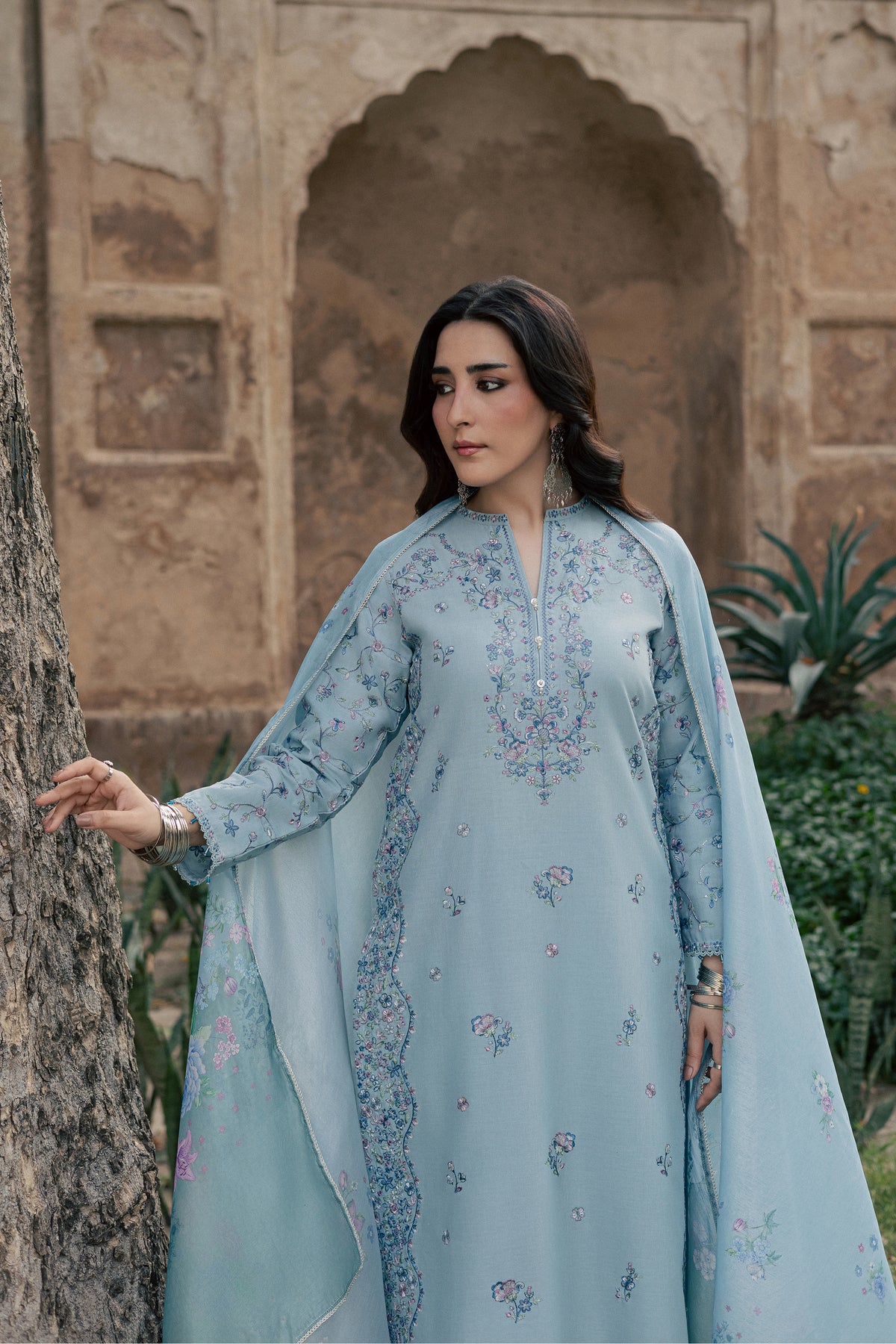 Pecan 3Pc - Embroidered Khaddar Pret PRETKHADDAR2026 BATIK XS / Sky blue / Khaddar