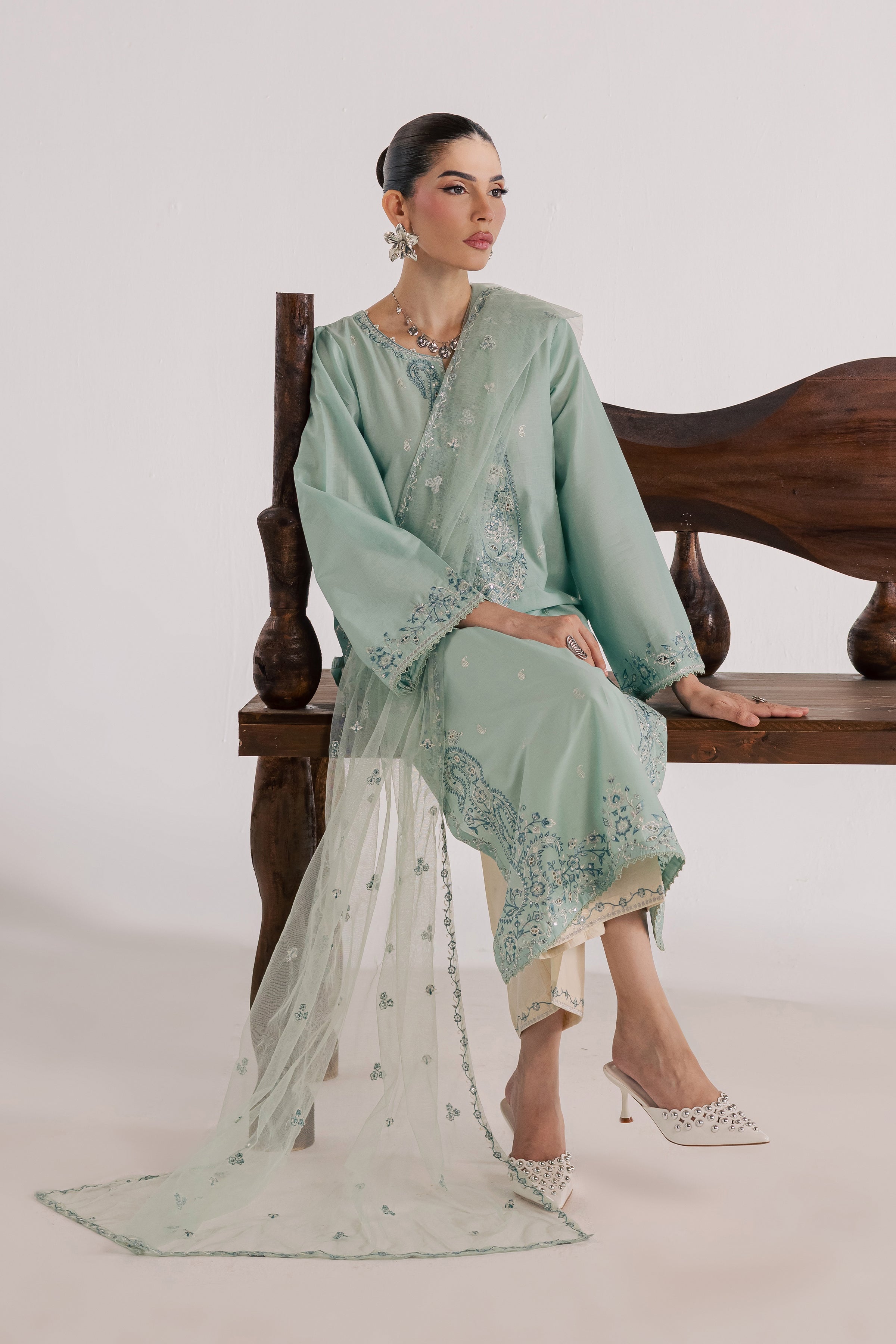 Perth 3Pc - Luxury Embroidered Lawn BATIKSS26 BATIK XS / Pearly Blue / Pima Lawn-S / Pearly Blue / Pima Lawn-M / Pearly Blue / Pima Lawn-L / Pearly Blue / Pima Lawn-XL / Pearly Blue / Pima Lawn