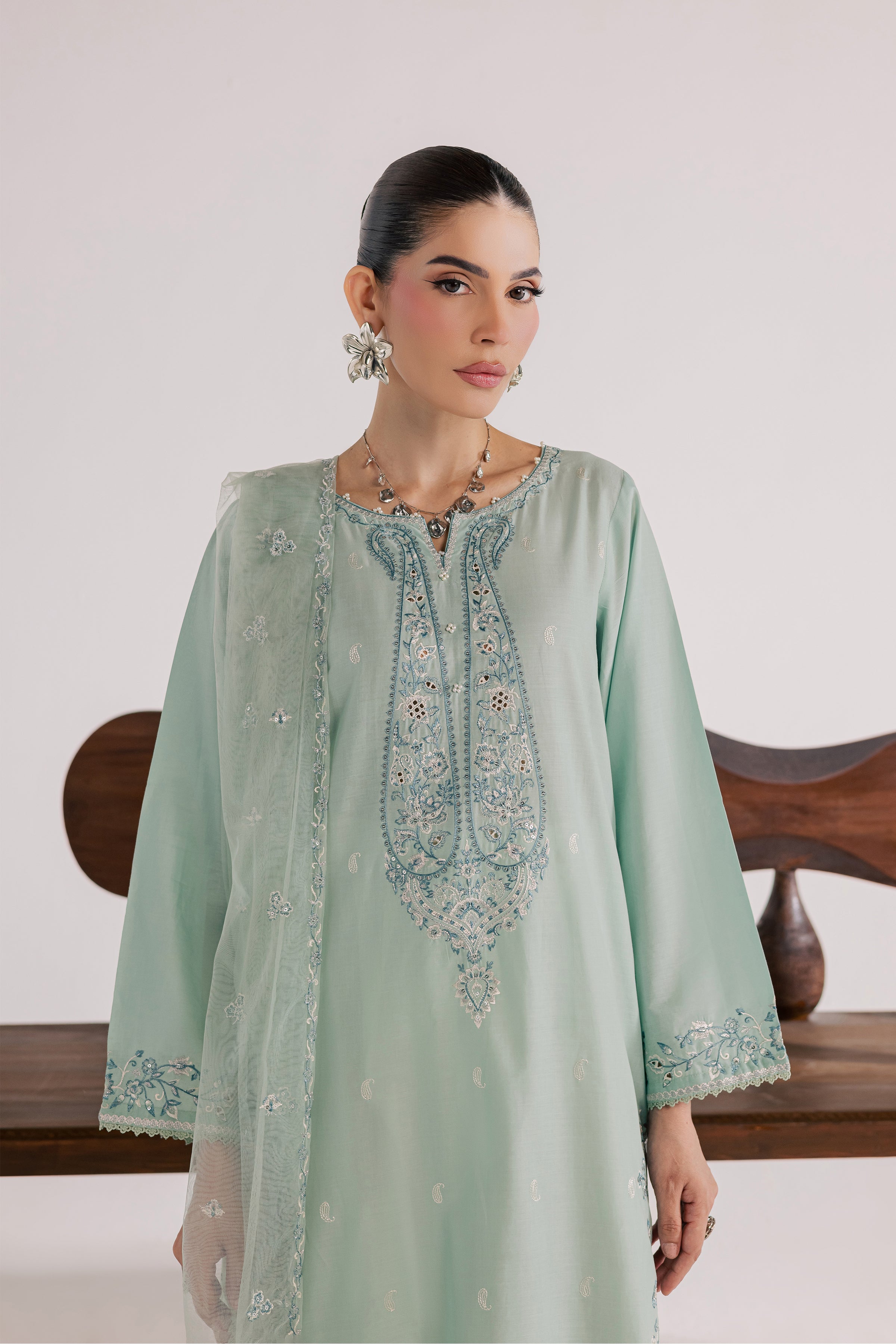 Perth 3Pc - Luxury Embroidered Lawn BATIKSS26 BATIK XS / Pearly Blue / Pima Lawn-S / Pearly Blue / Pima Lawn-M / Pearly Blue / Pima Lawn-L / Pearly Blue / Pima Lawn-XL / Pearly Blue / Pima Lawn