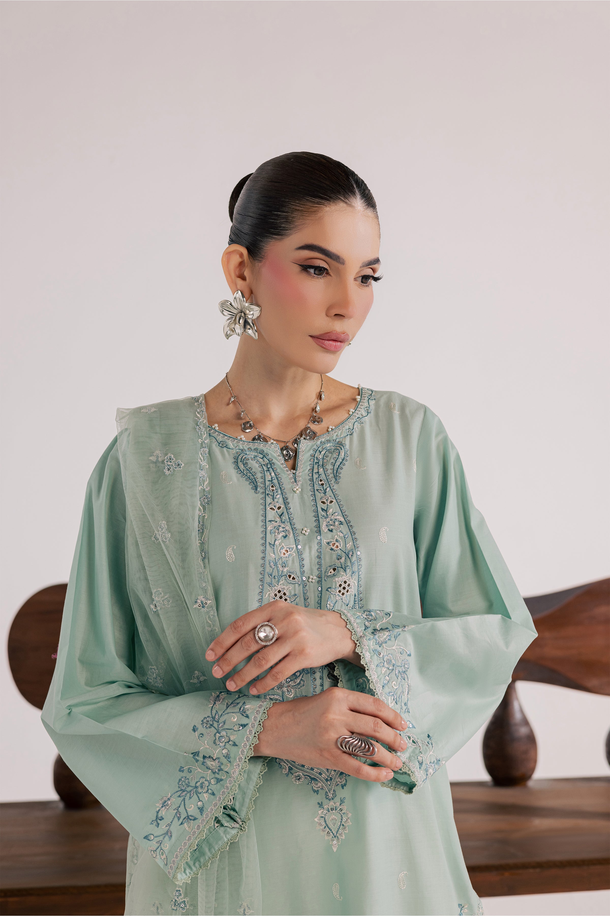 Perth 3Pc - Luxury Embroidered Lawn BATIKSS26 BATIK XS / Pearly Blue / Pima Lawn-S / Pearly Blue / Pima Lawn-M / Pearly Blue / Pima Lawn-L / Pearly Blue / Pima Lawn-XL / Pearly Blue / Pima Lawn