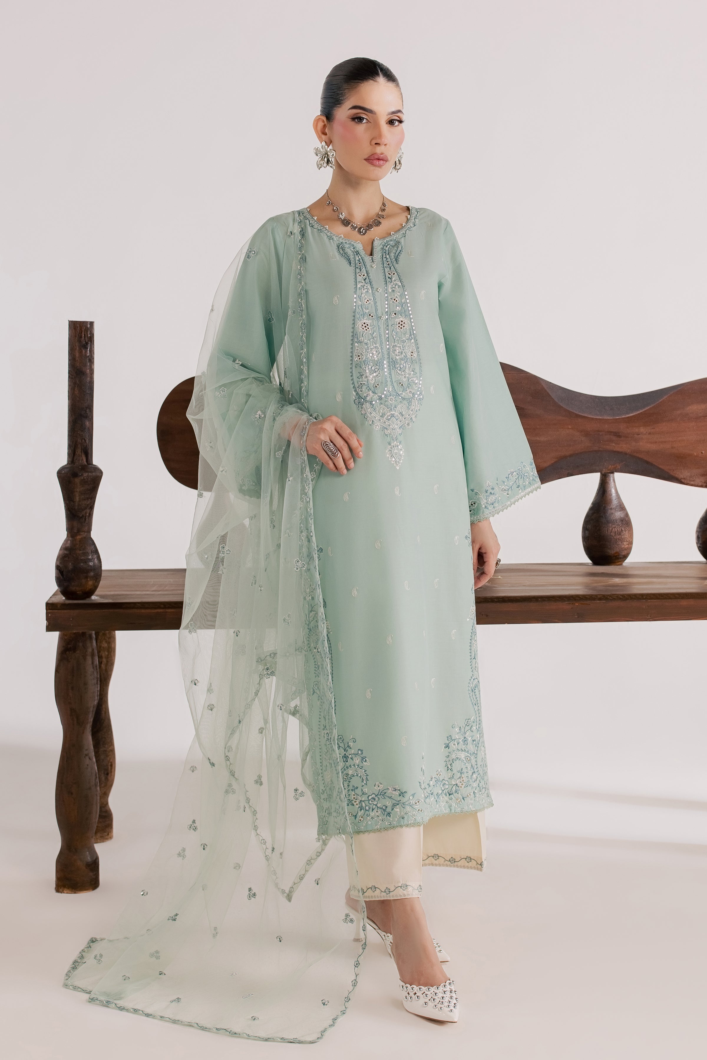 Perth 3Pc - Luxury Embroidered Lawn BATIKSS26 BATIK XS / Pearly Blue / Pima Lawn-S / Pearly Blue / Pima Lawn-M / Pearly Blue / Pima Lawn-L / Pearly Blue / Pima Lawn-XL / Pearly Blue / Pima Lawn