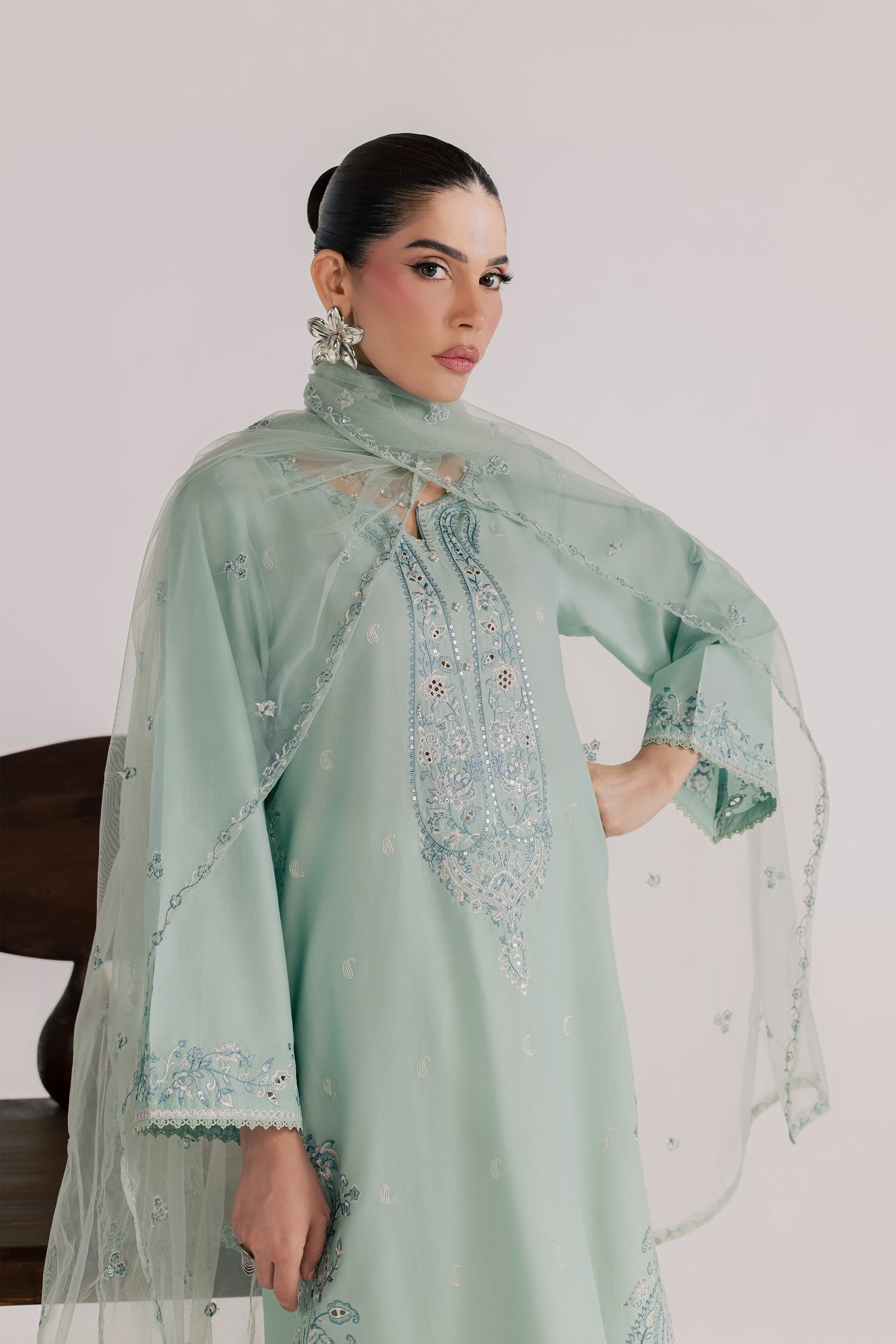 Perth 3Pc - Luxury Embroidered Lawn BATIKSS26 BATIK XS / Pearly Blue / Pima Lawn-S / Pearly Blue / Pima Lawn-M / Pearly Blue / Pima Lawn-L / Pearly Blue / Pima Lawn-XL / Pearly Blue / Pima Lawn