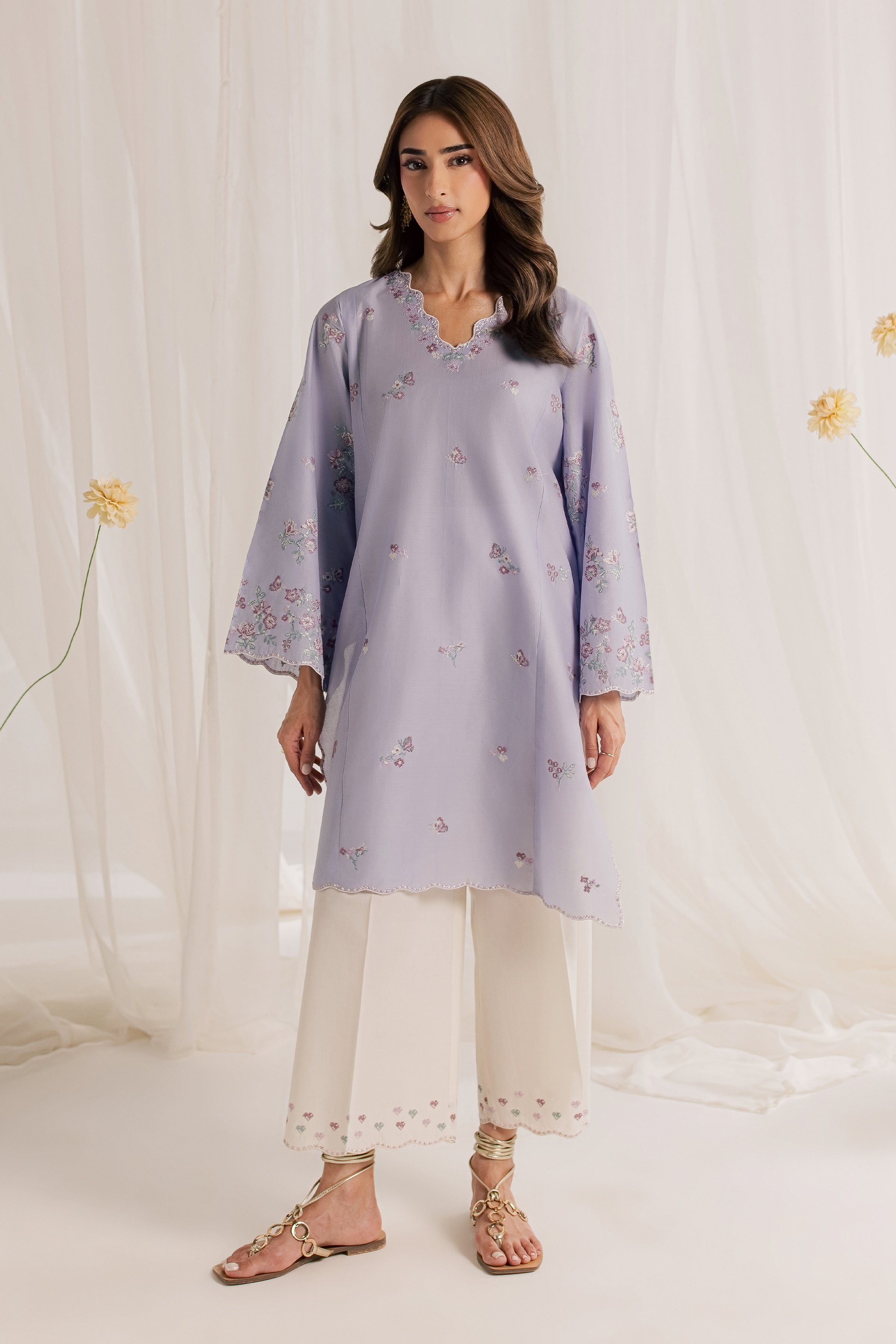 Phelia 2Pc - Embroidered Lawn Dress EverydayEdit26 BATIK XS / Lilac Light / Pima Lawn-S / Lilac Light / Pima Lawn-M / Lilac Light / Pima Lawn-L / Lilac Light / Pima Lawn-XL / Lilac Light / Pima Lawn
