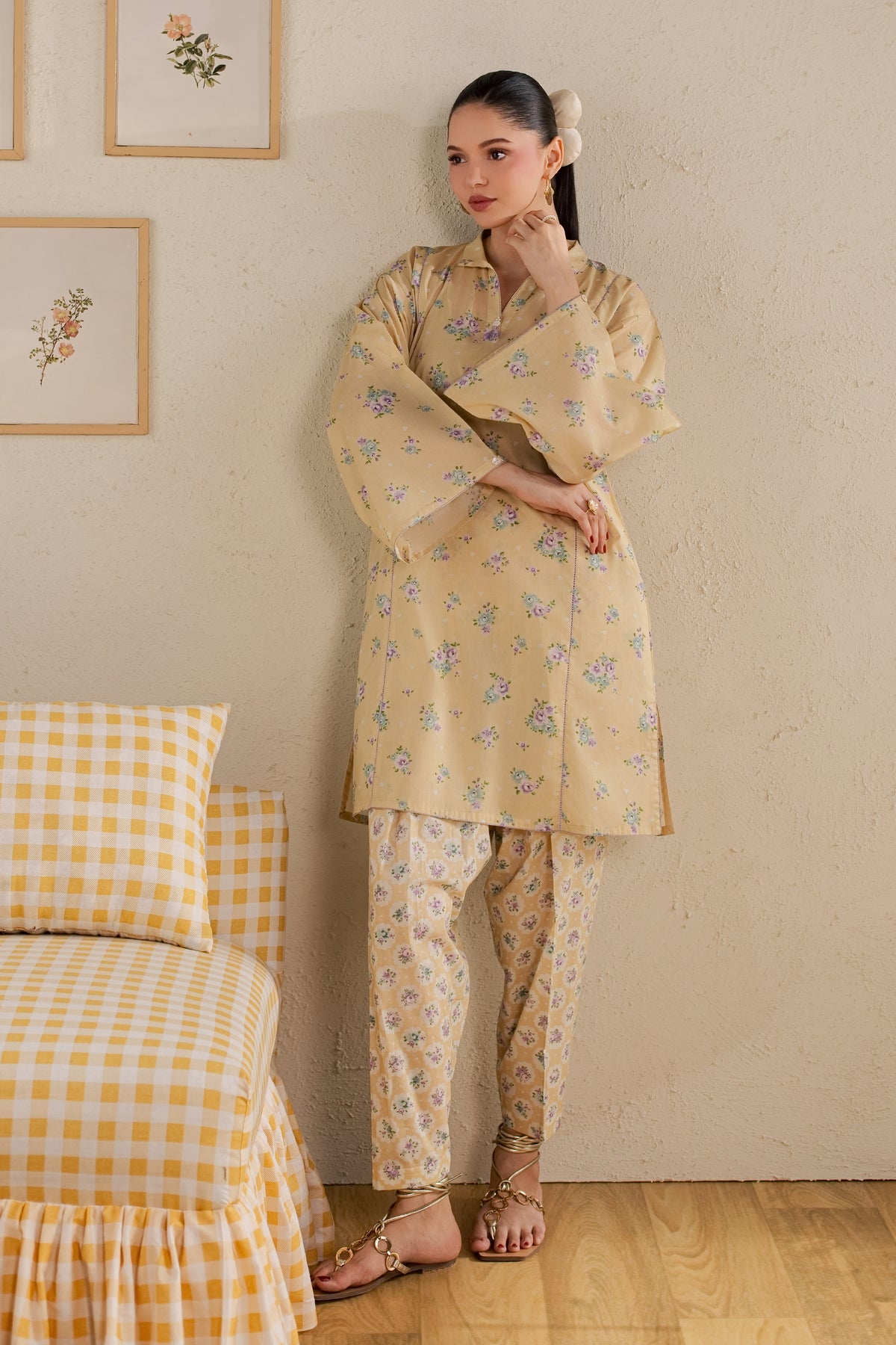 Pineapple 2Pc - Printed Lawn Dress BATIKSS26 BATIK XS / Yellow / Lawn-S / Yellow / Lawn-M / Yellow / Lawn-L / Yellow / Lawn-XL / Yellow / Lawn