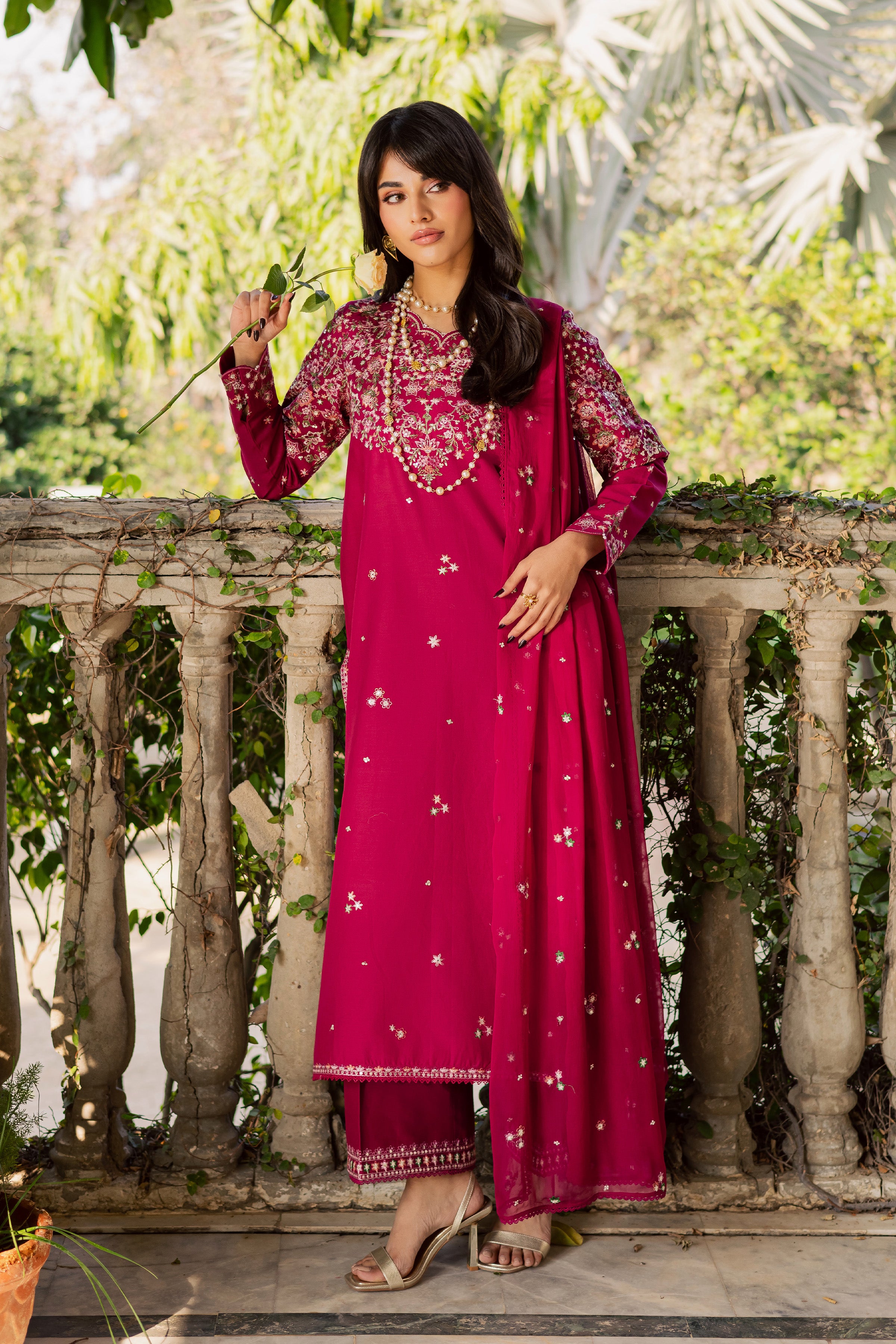 Pink Gulaab 3Pc - Embroidered Khaddar Dress BATIK WINTER PRET 2025 BATIK XS / Raspberry Pink / Khaddar-S / Raspberry Pink / Khaddar-M / Raspberry Pink / Khaddar-L / Raspberry Pink / Khaddar-XL / Raspberry Pink / Khaddar