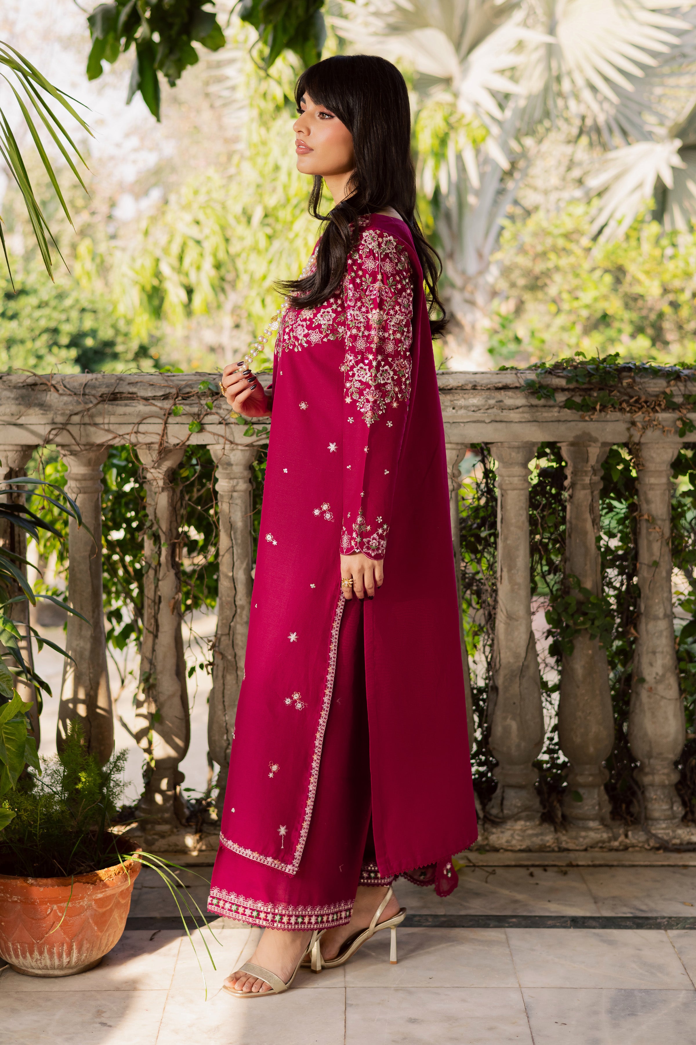Pink Gulaab 3Pc - Embroidered Khaddar Dress BATIK WINTER PRET 2025 BATIK XS / Raspberry Pink / Khaddar-S / Raspberry Pink / Khaddar-M / Raspberry Pink / Khaddar-L / Raspberry Pink / Khaddar-XL / Raspberry Pink / Khaddar
