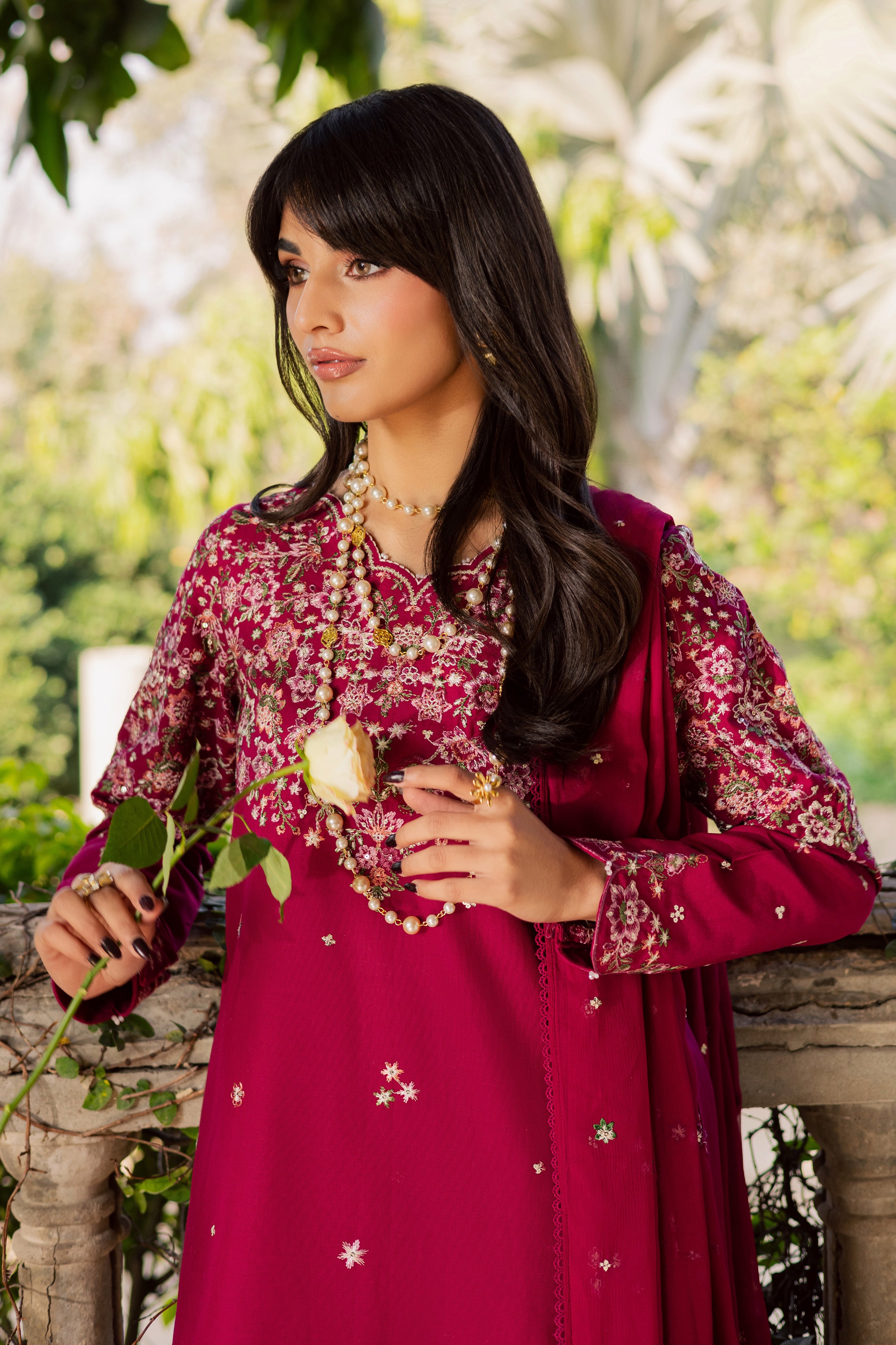 Pink Gulaab 3Pc - Embroidered Khaddar Dress BATIK WINTER PRET 2025 BATIK XS / Raspberry Pink / Khaddar-S / Raspberry Pink / Khaddar-M / Raspberry Pink / Khaddar-L / Raspberry Pink / Khaddar-XL / Raspberry Pink / Khaddar