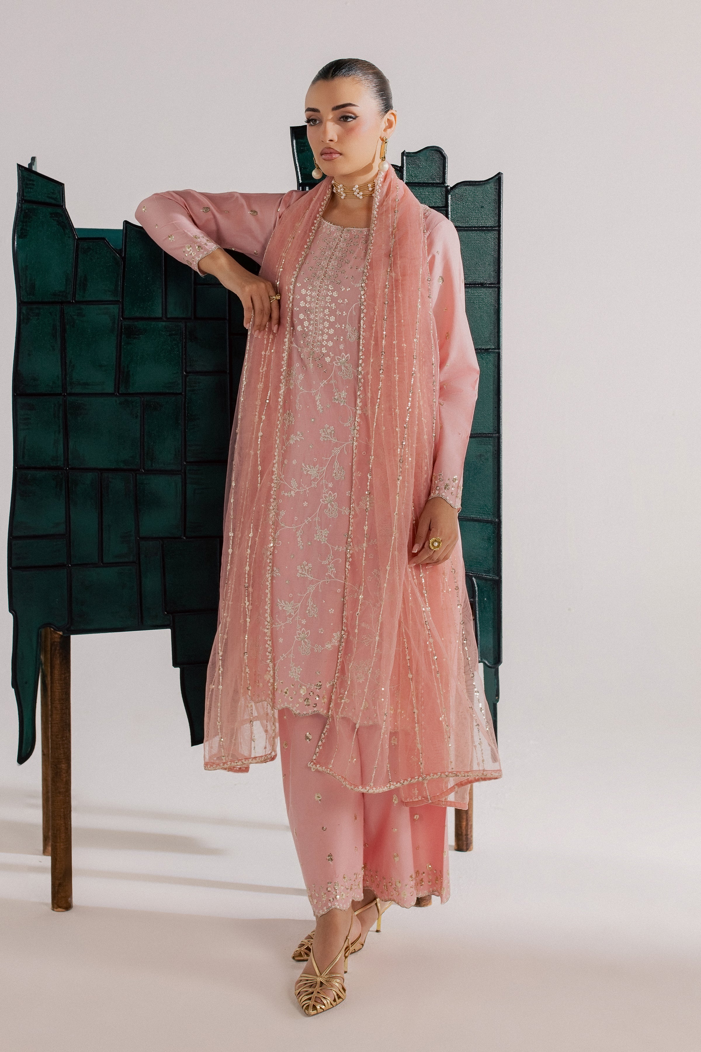 Pink Gulrukh 3Pc - Luxury Embroidered Lawn BATIKSS26 BATIK XS / Salmon / Pima Lawn-S / Salmon / Pima Lawn-M / Salmon / Pima Lawn-L / Salmon / Pima Lawn-XL / Salmon / Pima Lawn