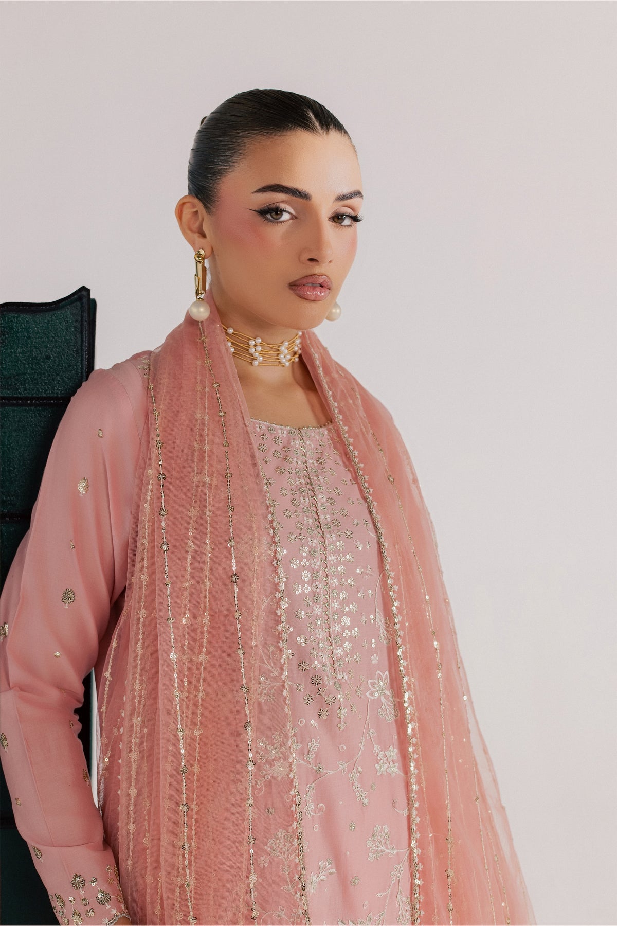 Pink Gulrukh 3Pc - Luxury Embroidered Lawn BATIKSS26 BATIK XS / Salmon / Pima Lawn-S / Salmon / Pima Lawn-M / Salmon / Pima Lawn-L / Salmon / Pima Lawn-XL / Salmon / Pima Lawn
