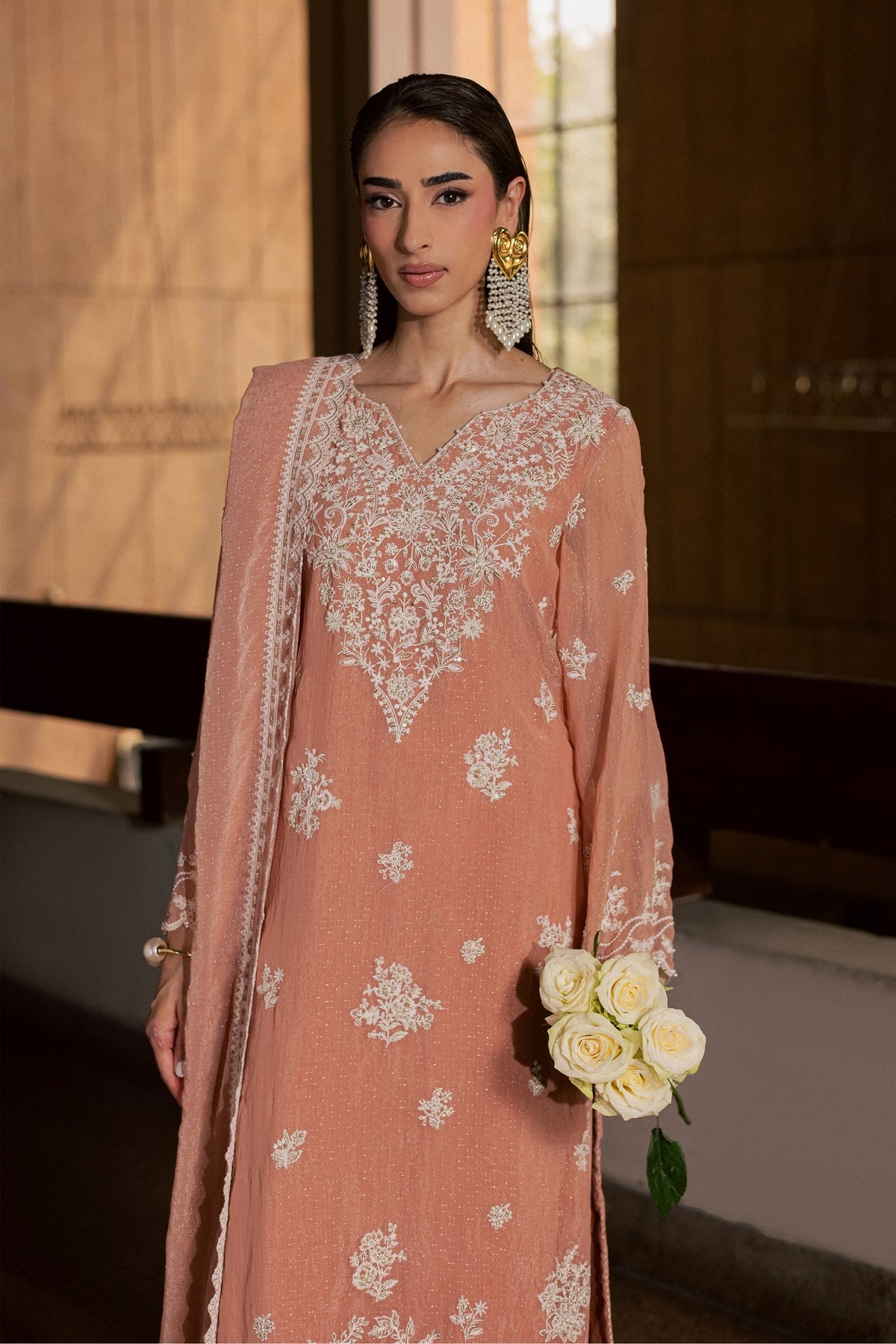 Hoor 3Pc - Festive Luxe Pret BATIKLUXESEP26 BATIK XS / Tea Pink / Brochia Crinkle