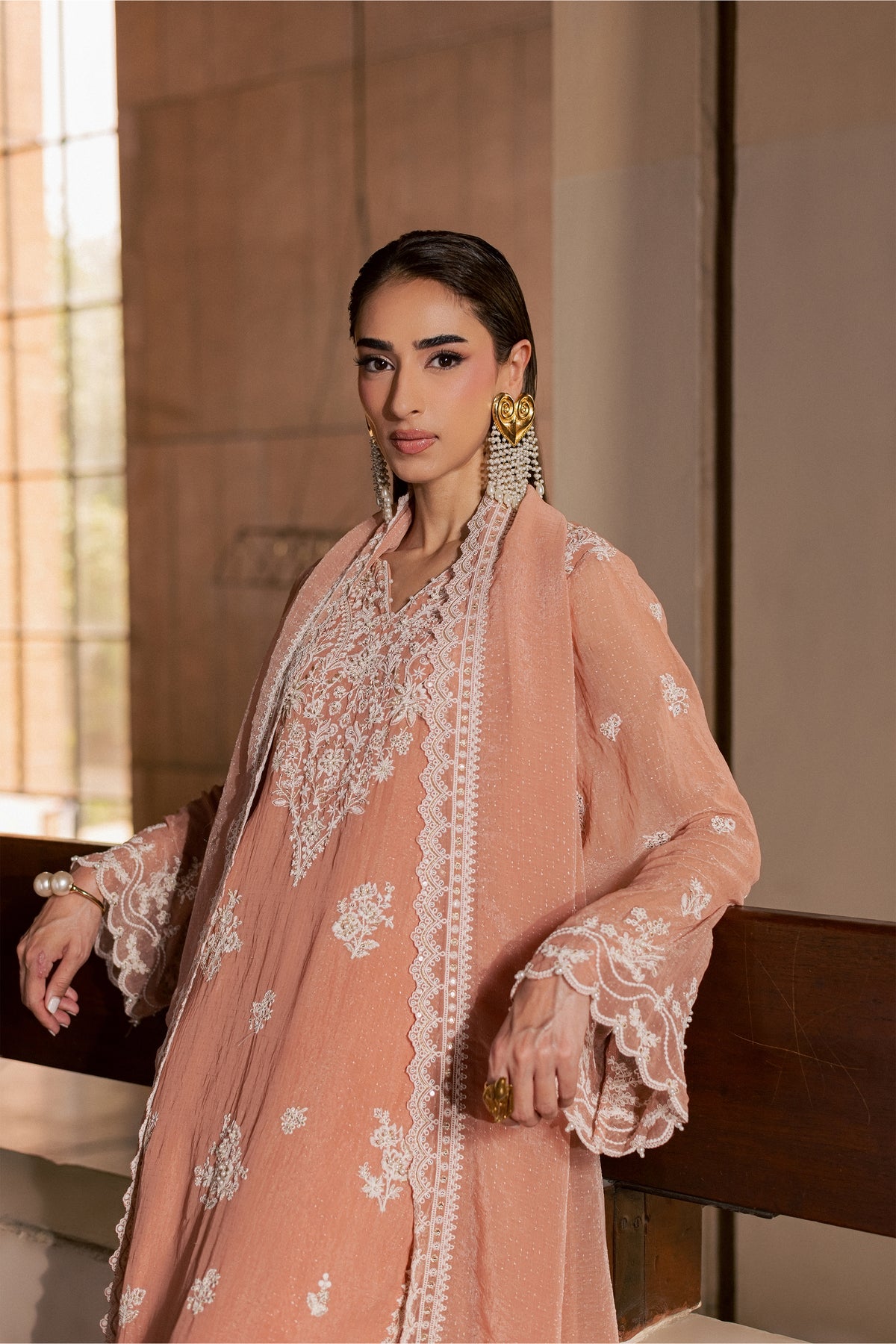 Hoor 3Pc - Festive Luxe Pret BATIKLUXESEP26 BATIK XS / Tea Pink / Brochia Crinkle