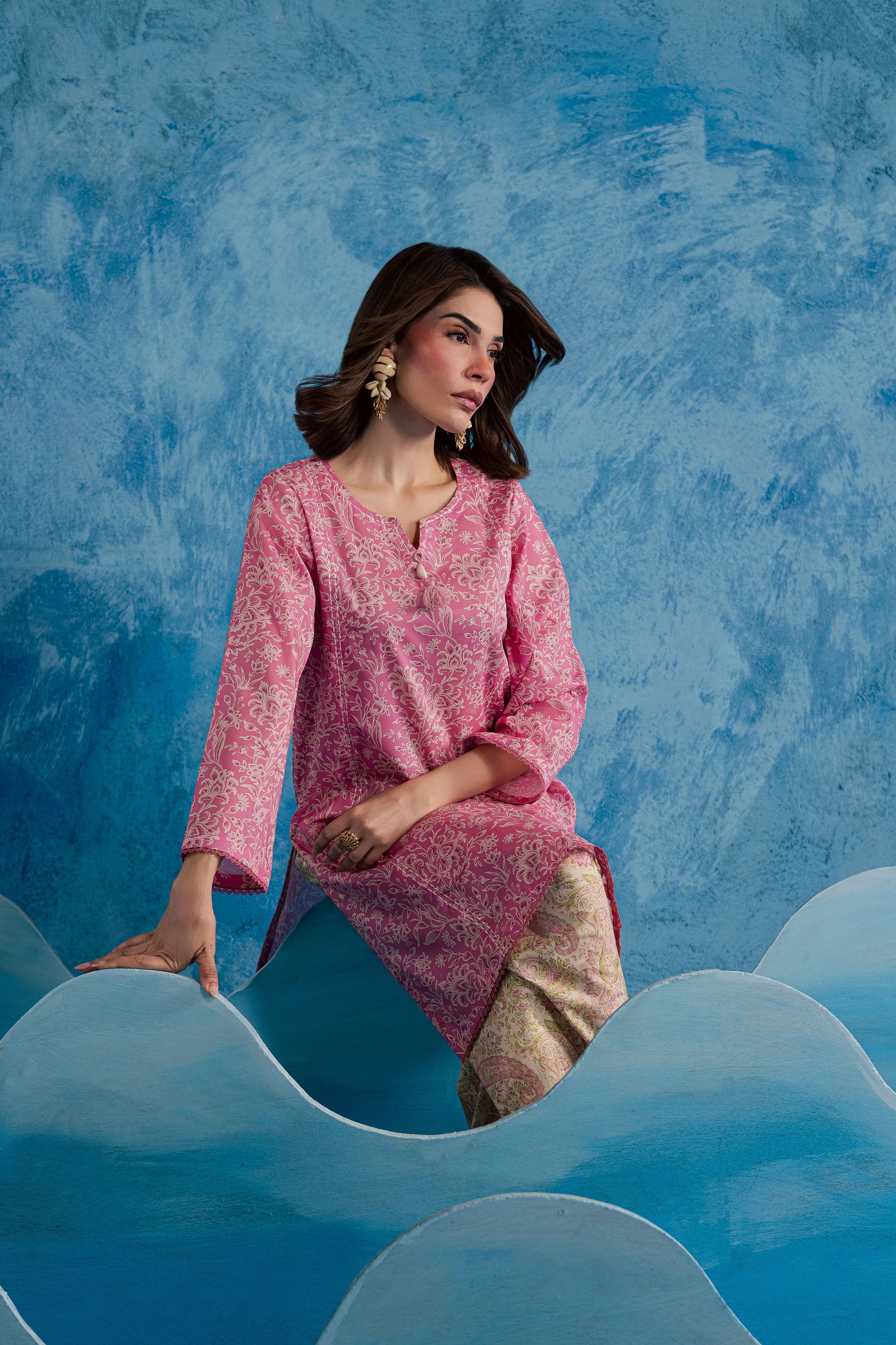 Pink Serena 2Pc - Printed Lawn Dress BATIKSS26 BATIK XS / Pink / Lawn-S / Pink / Lawn-M / Pink / Lawn-L / Pink / Lawn-XL / Pink / Lawn