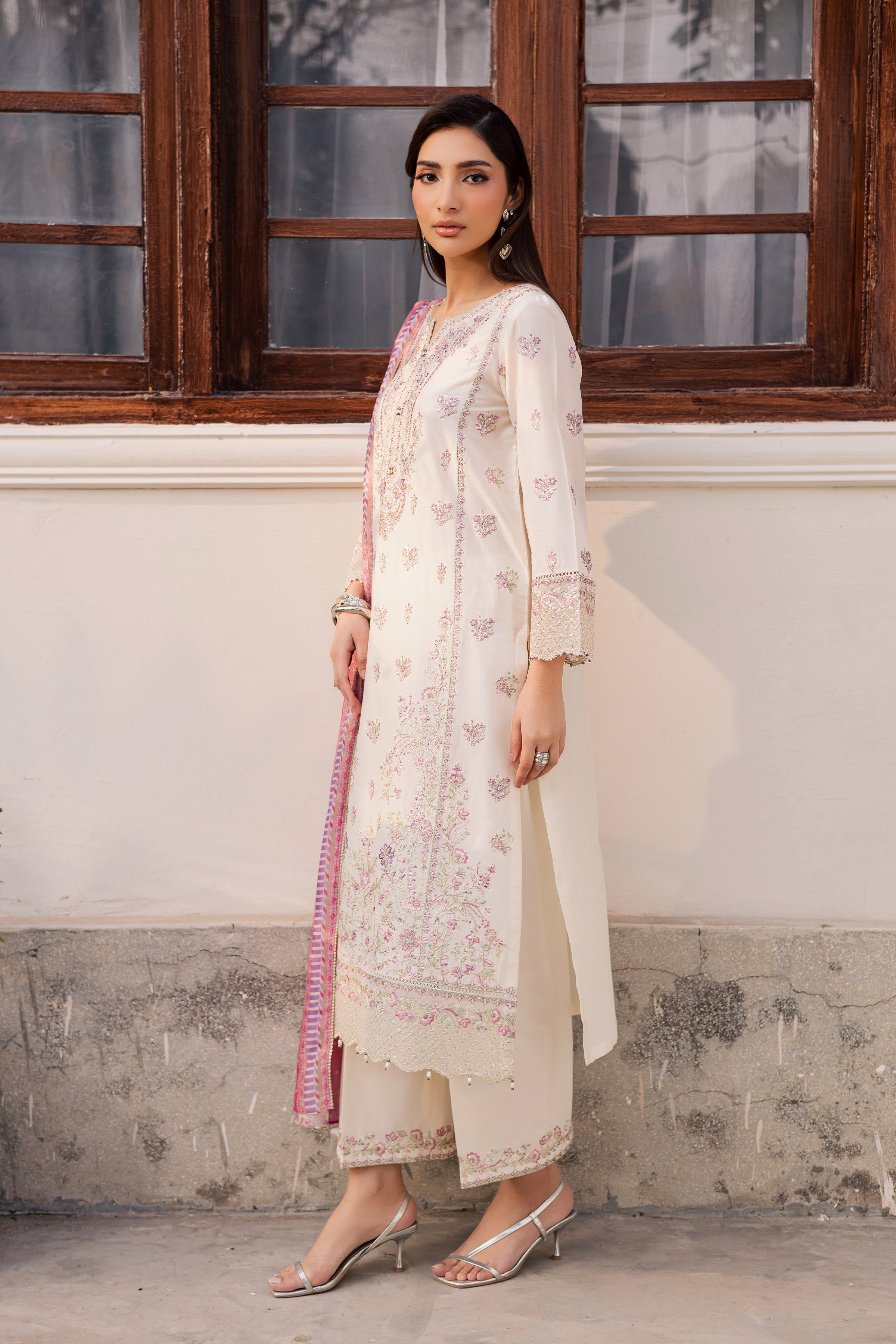 Pinkie Pie 3Pc - Festive Embroidered Lawn BATIKEID2026 BATIK XS / White Swan / Pima Lawn-S / White Swan / Pima Lawn-M / White Swan / Pima Lawn-L / White Swan / Pima Lawn-XL / White Swan / Pima Lawn