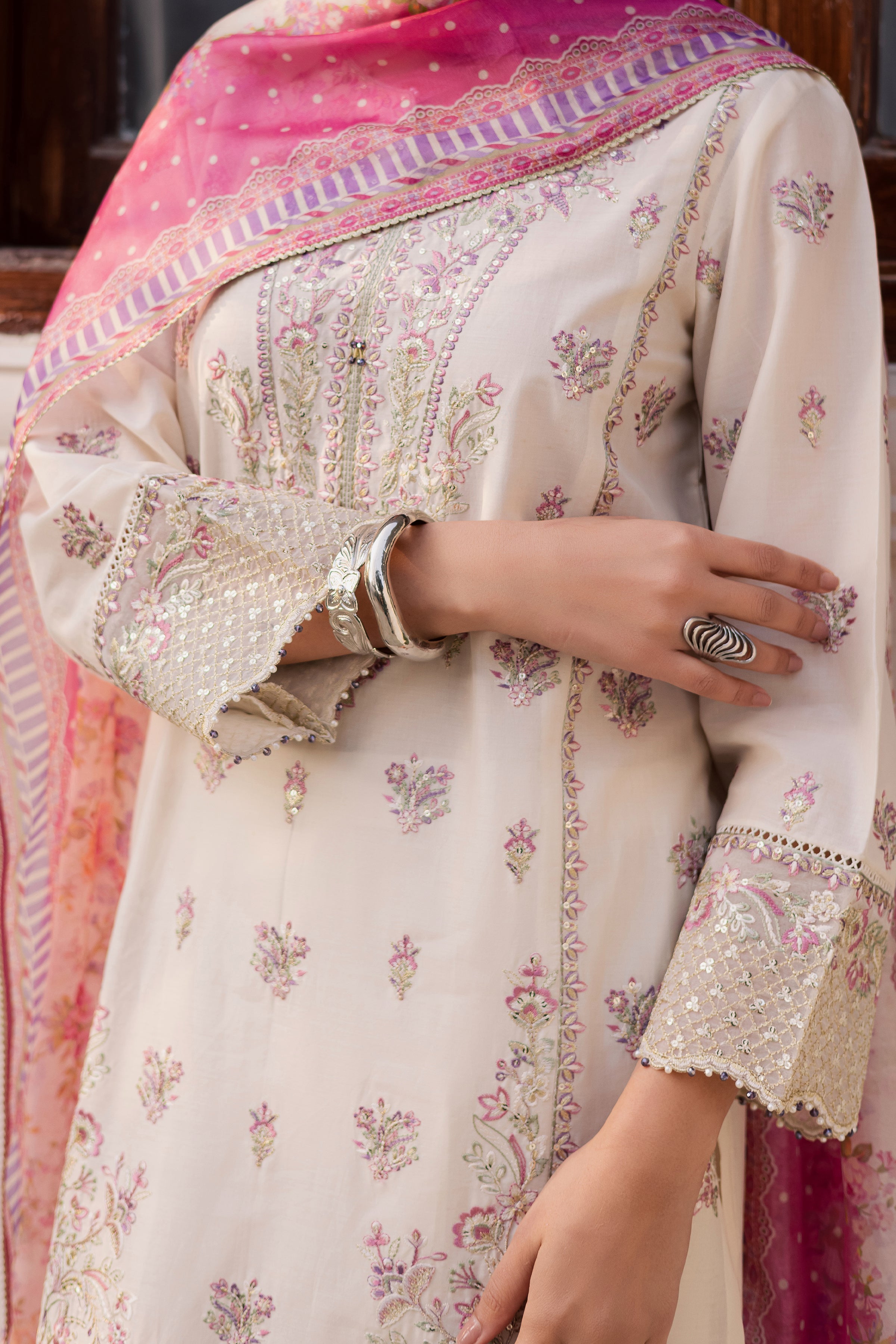 Pinkie Pie 3Pc - Festive Embroidered Lawn BATIKEID2026 BATIK XS / White Swan / Pima Lawn-S / White Swan / Pima Lawn-M / White Swan / Pima Lawn-L / White Swan / Pima Lawn-XL / White Swan / Pima Lawn