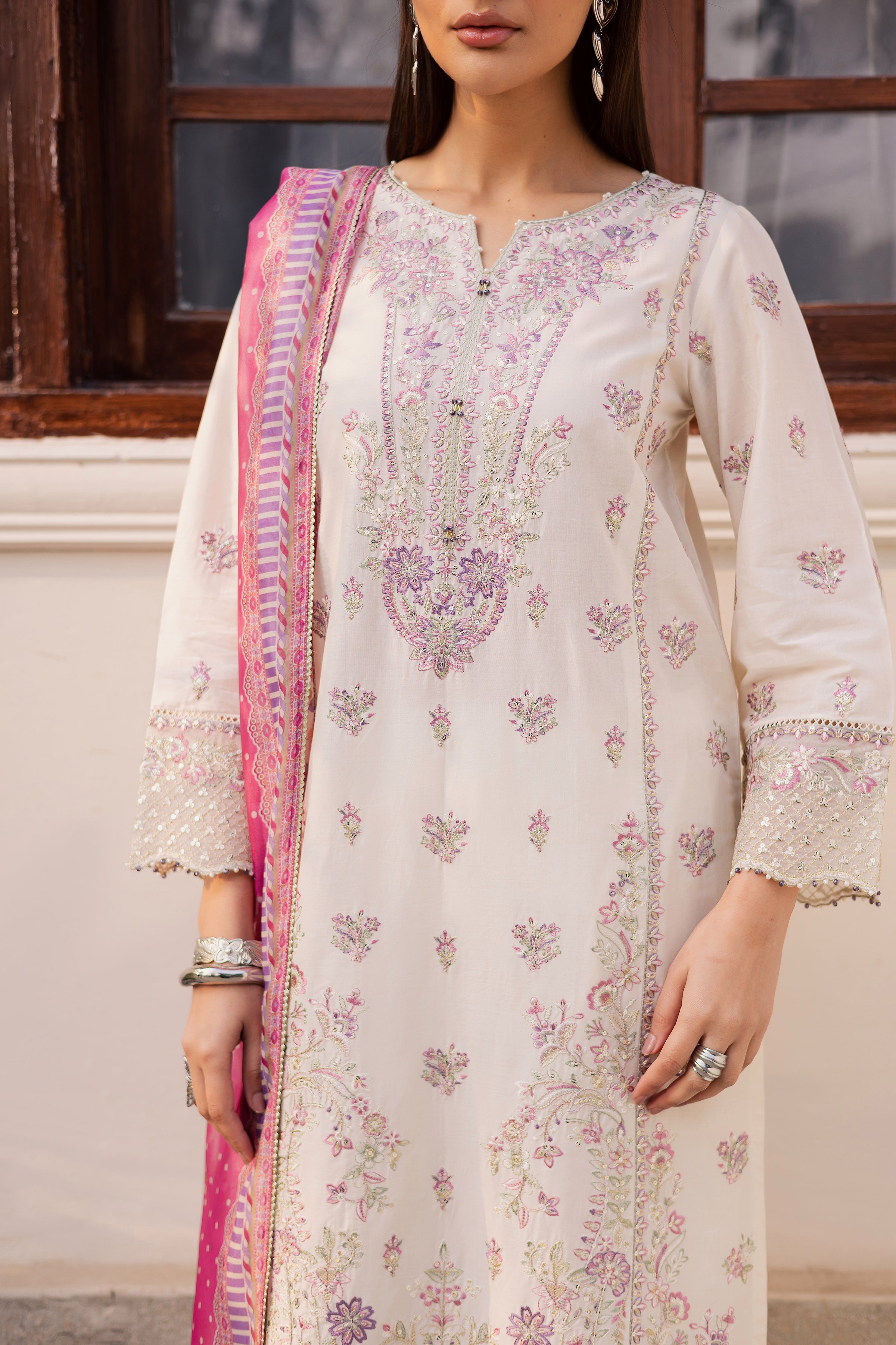 Pinkie Pie 3Pc - Festive Embroidered Lawn BATIKEID2026 BATIK XS / White Swan / Pima Lawn-S / White Swan / Pima Lawn-M / White Swan / Pima Lawn-L / White Swan / Pima Lawn-XL / White Swan / Pima Lawn