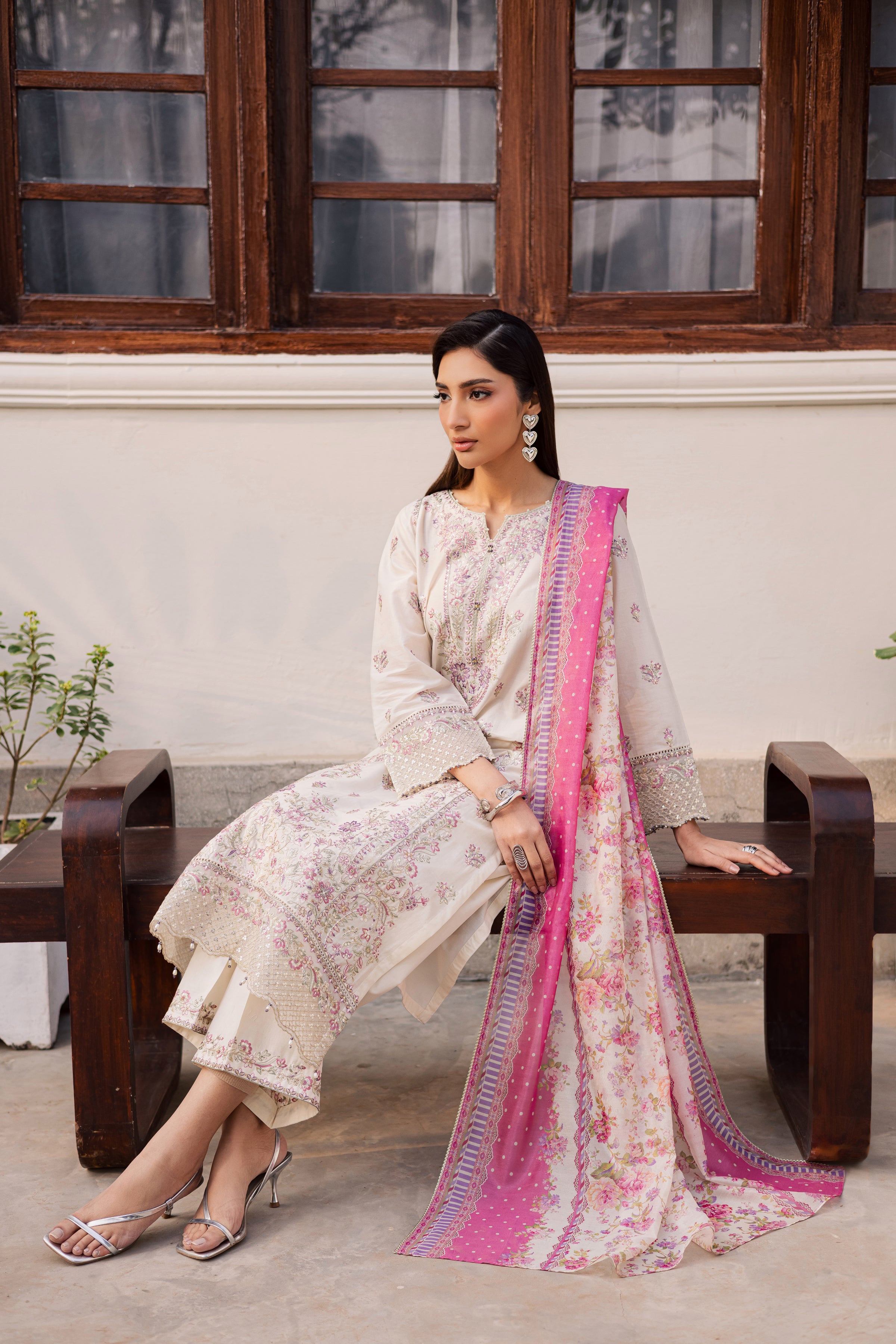 Pinkie Pie 3Pc - Festive Embroidered Lawn BATIKEID2026 BATIK XS / White Swan / Pima Lawn-S / White Swan / Pima Lawn-M / White Swan / Pima Lawn-L / White Swan / Pima Lawn-XL / White Swan / Pima Lawn
