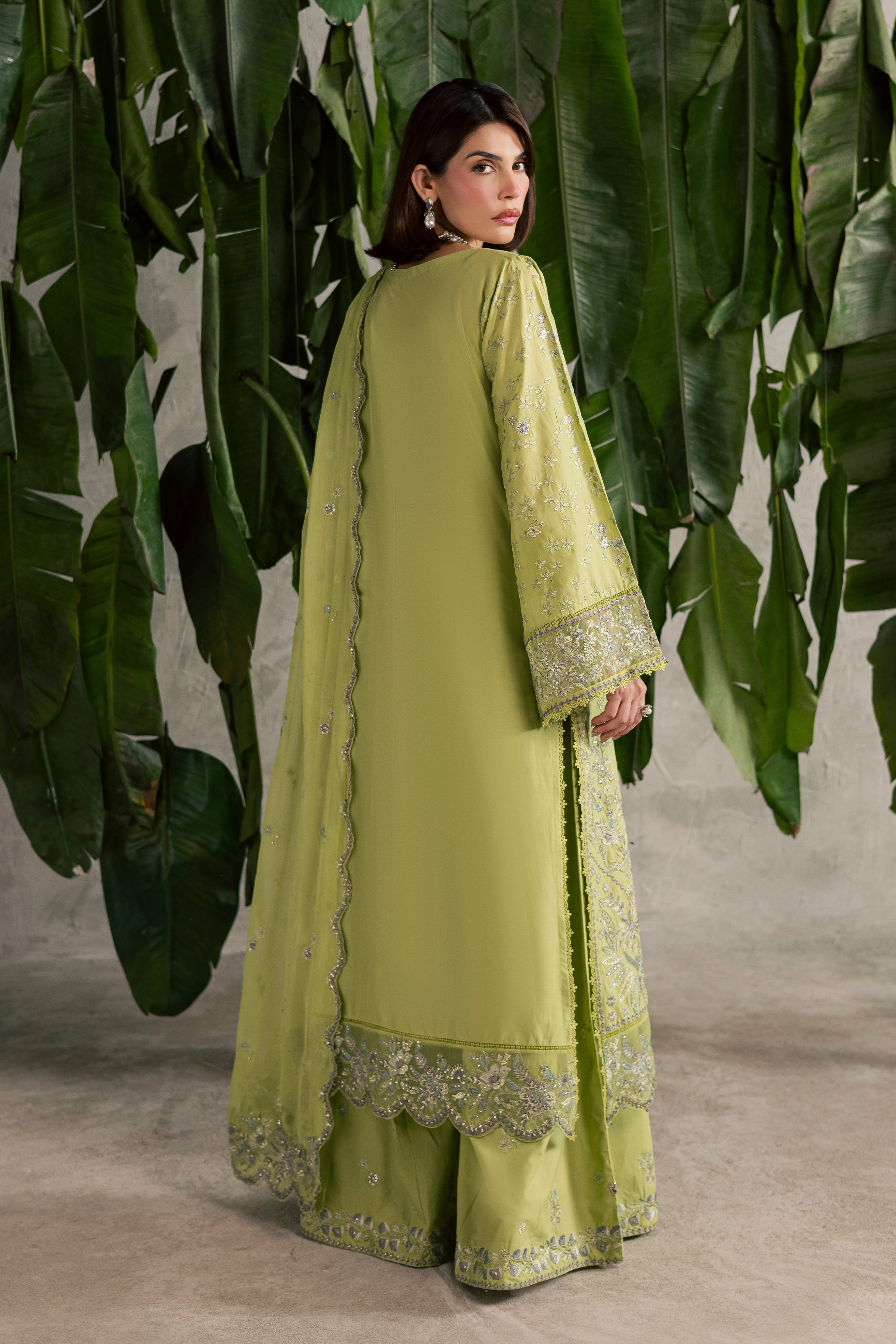 Pistachia 3Pc - Festive Embroidered Lawn BATIKEID2026 BATIK XS / Green Yellow / Pima Lawn-S / Green Yellow / Pima Lawn-M / Green Yellow / Pima Lawn-L / Green Yellow / Pima Lawn-XL / Green Yellow / Pima Lawn