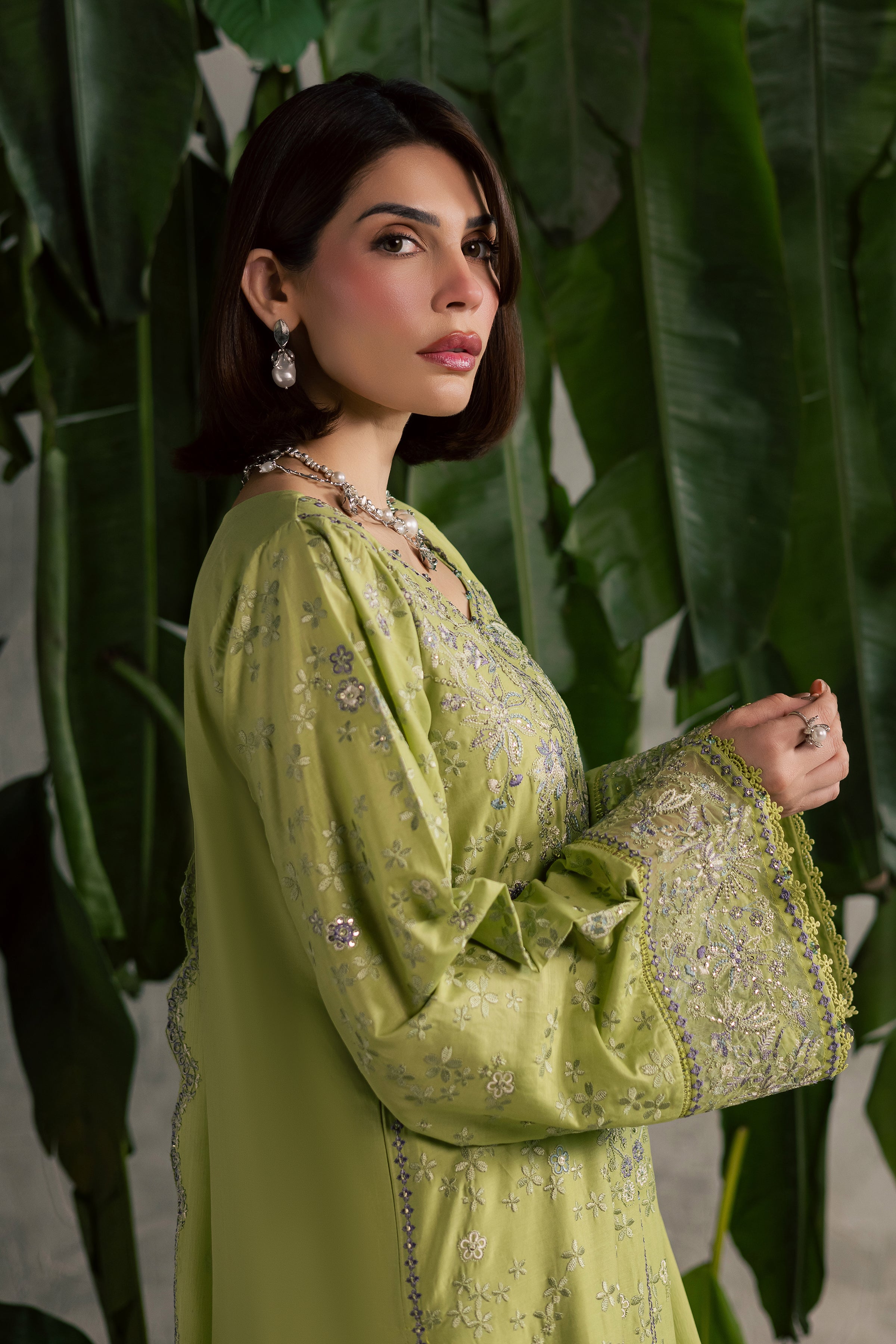 Pistachia 3Pc - Festive Embroidered Lawn BATIKEID2026 BATIK XS / Green Yellow / Pima Lawn-S / Green Yellow / Pima Lawn-M / Green Yellow / Pima Lawn-L / Green Yellow / Pima Lawn-XL / Green Yellow / Pima Lawn