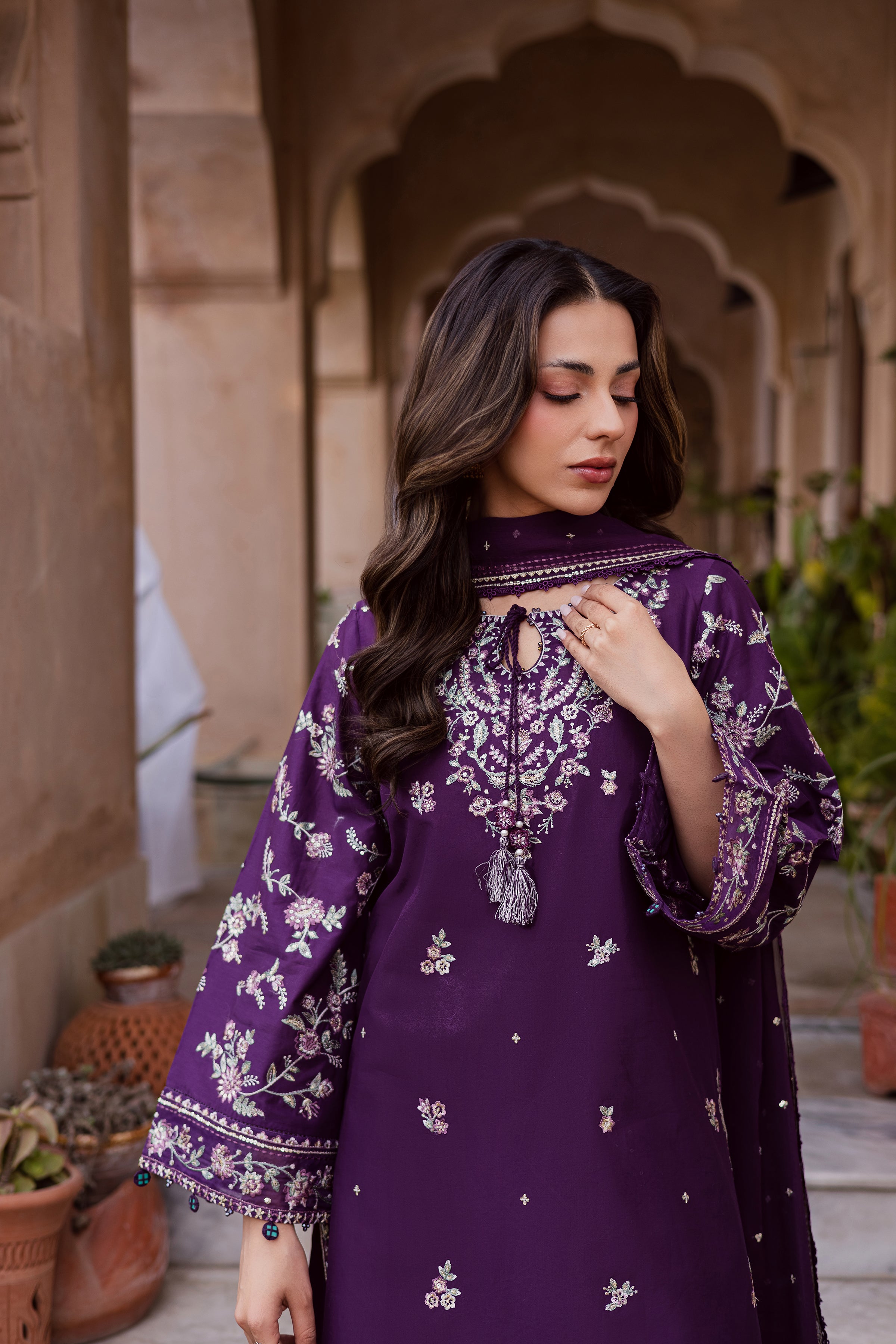 Plum Haze 3Pc - Festive Embroidered Lawn BATIKEID2026 BATIK XS / Purple / Pima Lawn-S / Purple / Pima Lawn-M / Purple / Pima Lawn-L / Purple / Pima Lawn-XL / Purple / Pima Lawn