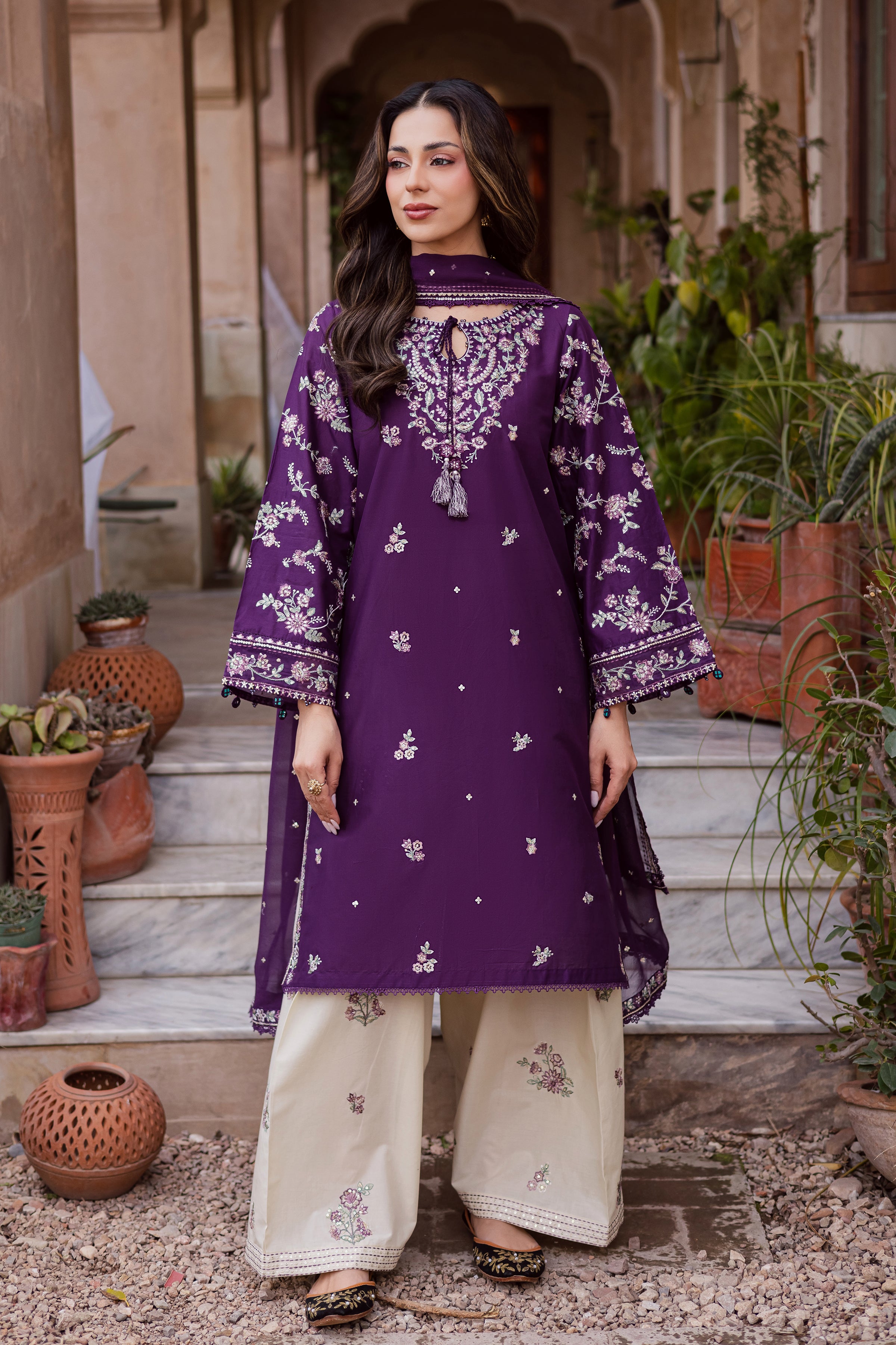 Plum Haze 3Pc - Festive Embroidered Lawn BATIKEID2026 BATIK XS / Purple / Pima Lawn-S / Purple / Pima Lawn-M / Purple / Pima Lawn-L / Purple / Pima Lawn-XL / Purple / Pima Lawn