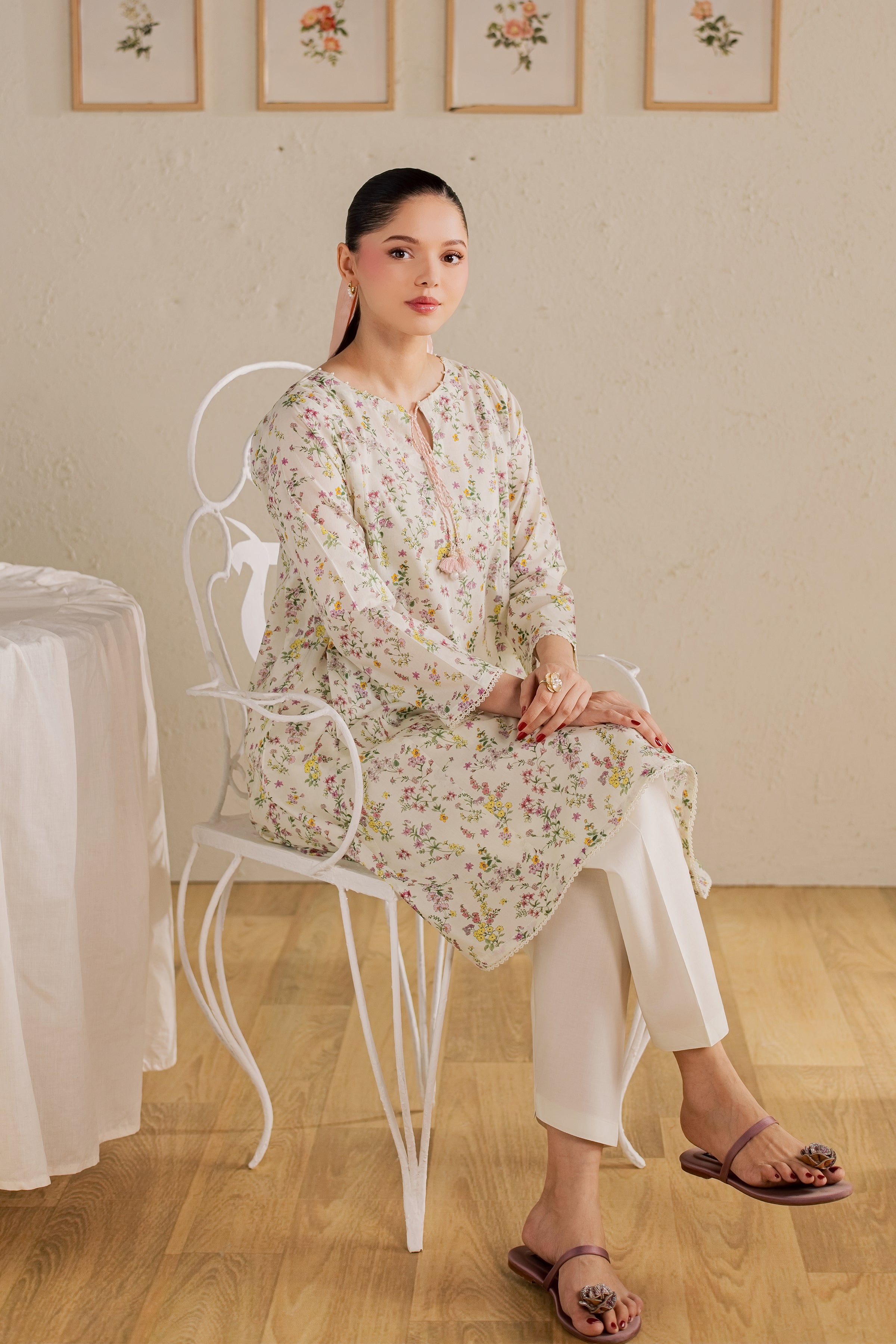 Ponyo 2Pc - Printed Lawn Dress BATIKSS26 BATIK XS / Off White / Lawn-S / Off White / Lawn-M / Off White / Lawn-L / Off White / Lawn-XL / Off White / Lawn