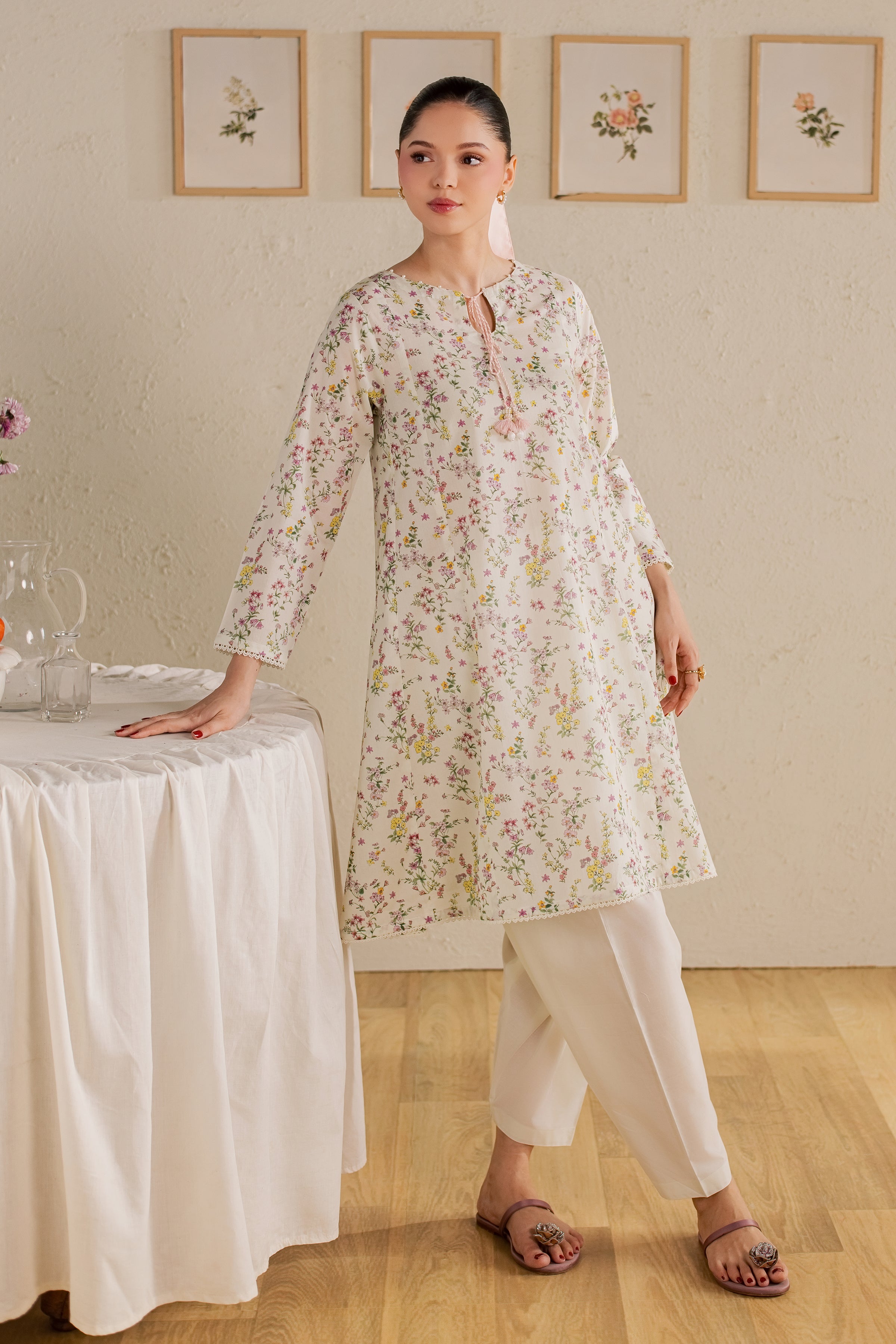 Ponyo 2Pc - Printed Lawn Dress BATIKSS26 BATIK XS / Off White / Lawn-S / Off White / Lawn-M / Off White / Lawn-L / Off White / Lawn-XL / Off White / Lawn