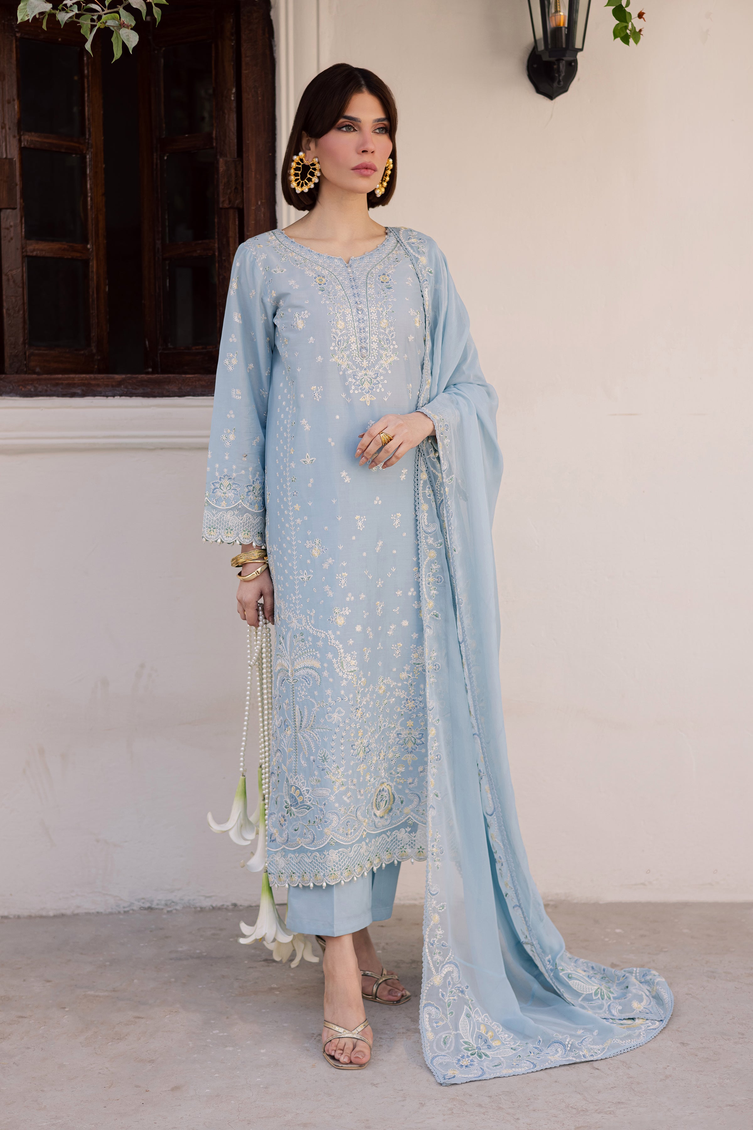 Prague 3Pc - Festive Embroidered Lawn BATIKEID2026 BATIK XS / Sky Blue / Pima Lawn-S / Sky Blue / Pima Lawn-M / Sky Blue / Pima Lawn-L / Sky Blue / Pima Lawn-XL / Sky Blue / Pima Lawn